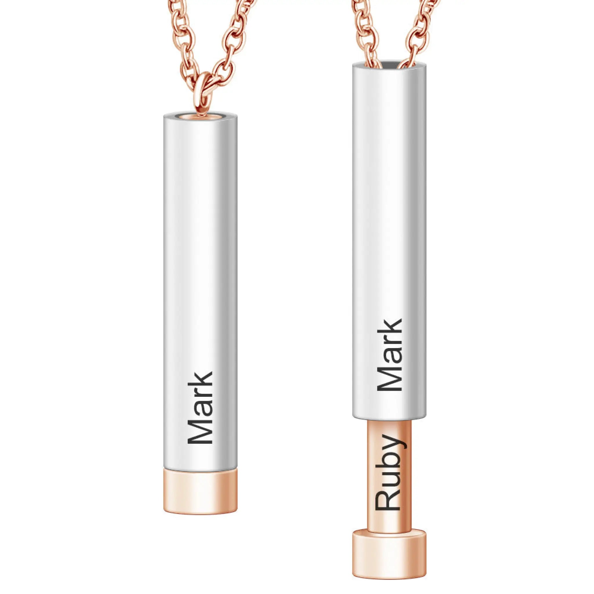 Customize Lovers Name Stainless Steel Necklace Remember Your Most Meaningful Phrase Word - Cylinder rose gold silver - 7