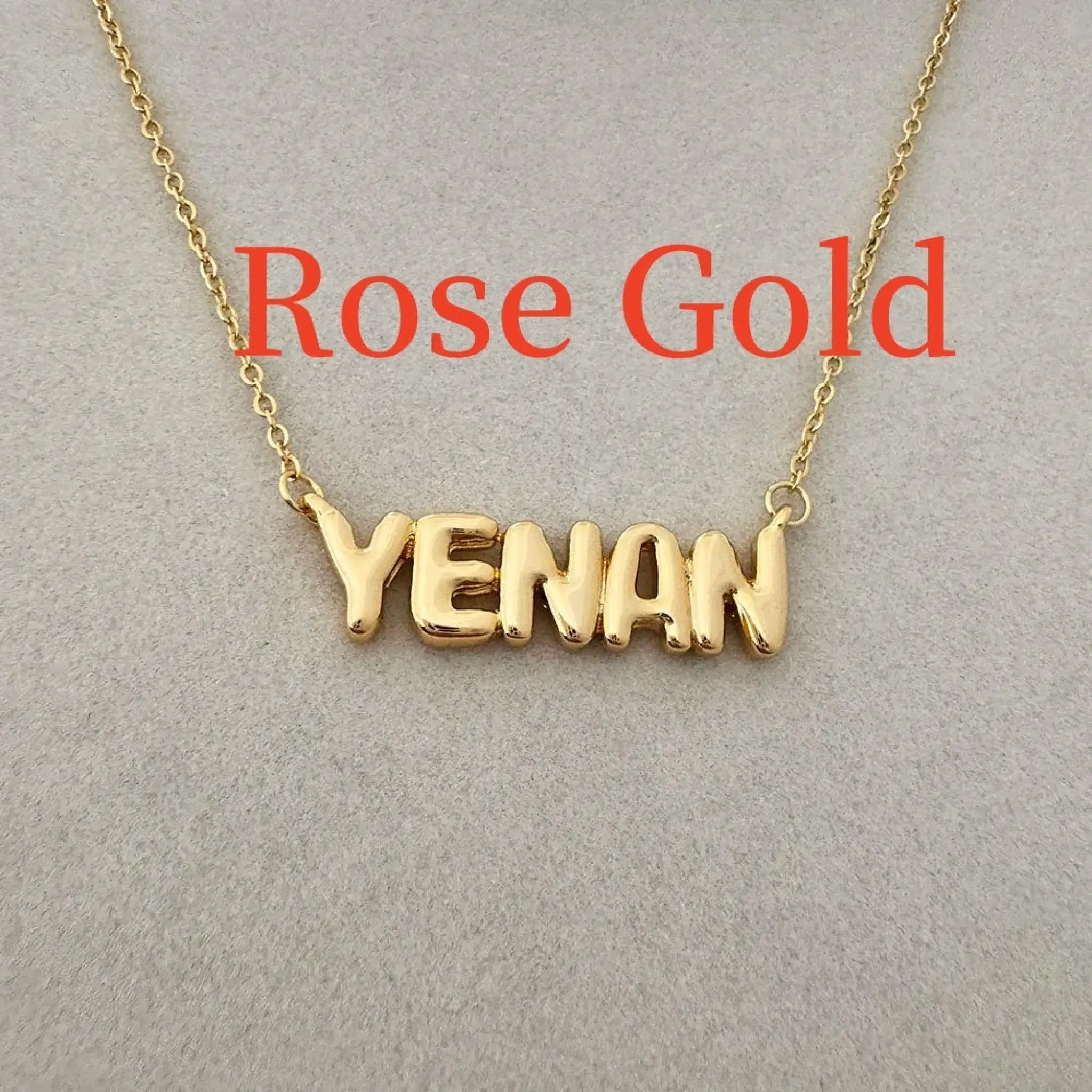 Customized Bubble Name Necklace Fashionable Mini 3D Letter Necklace - Rose Gold - 7