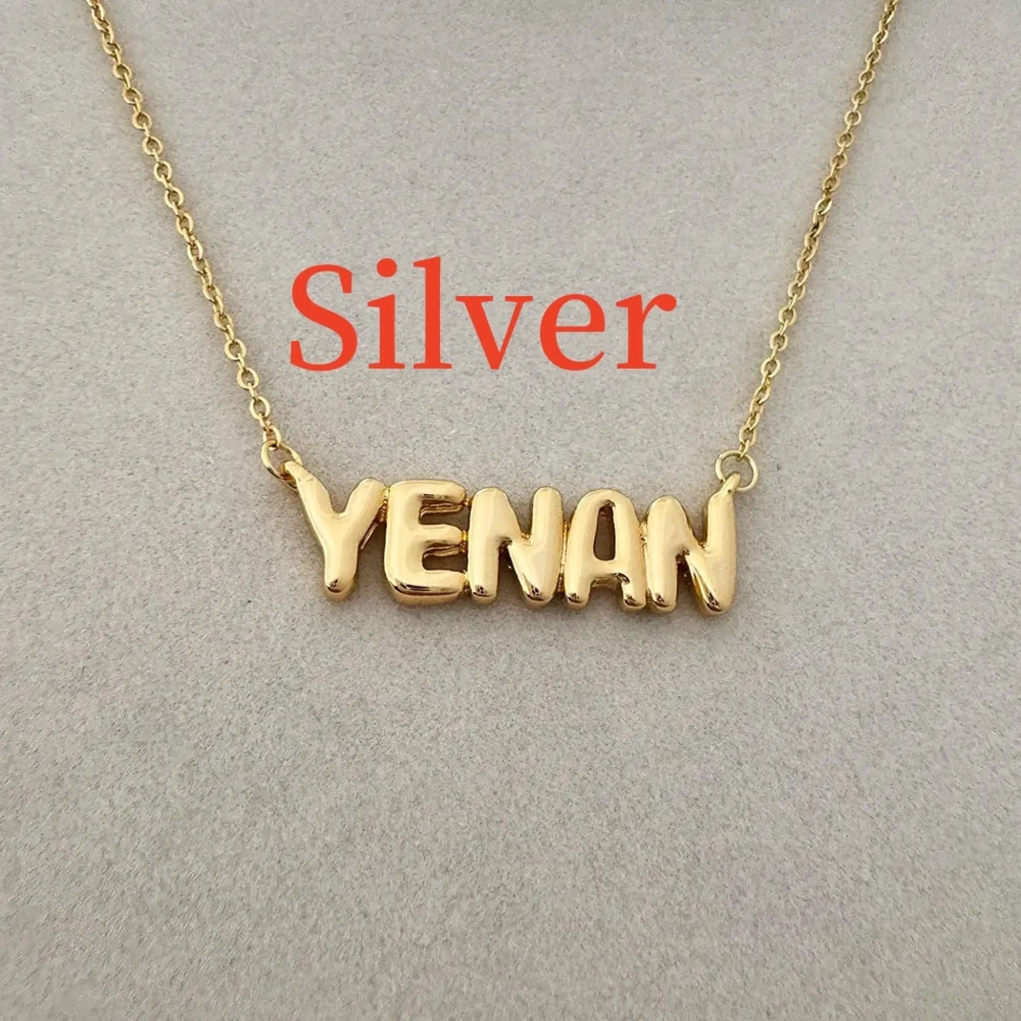 Customized Bubble Name Necklace Fashionable Mini 3D Letter Necklace - Silver - 7