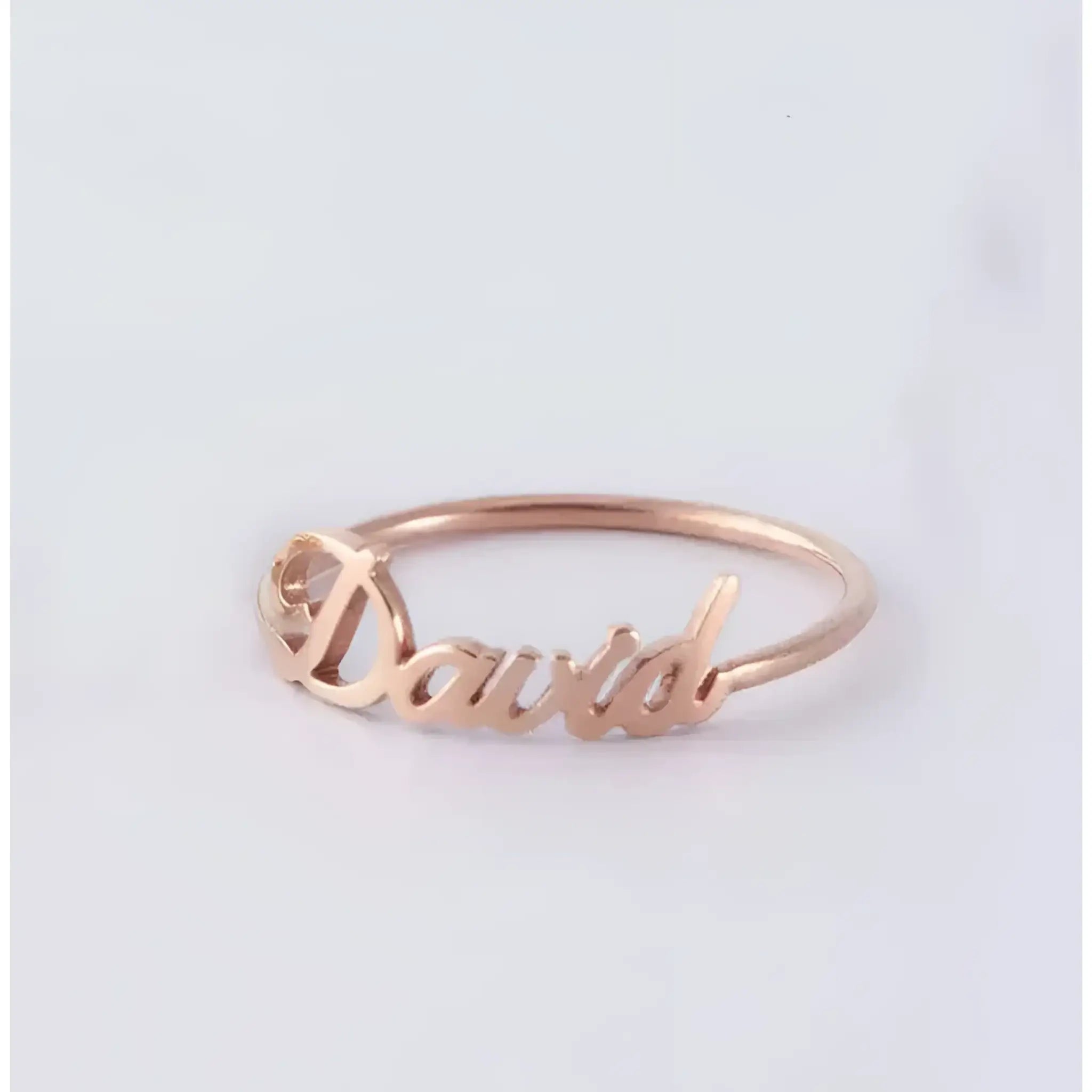 Customized English Alphabet Stainless Steel Name Ring - Rose gold / 17mm - 7
