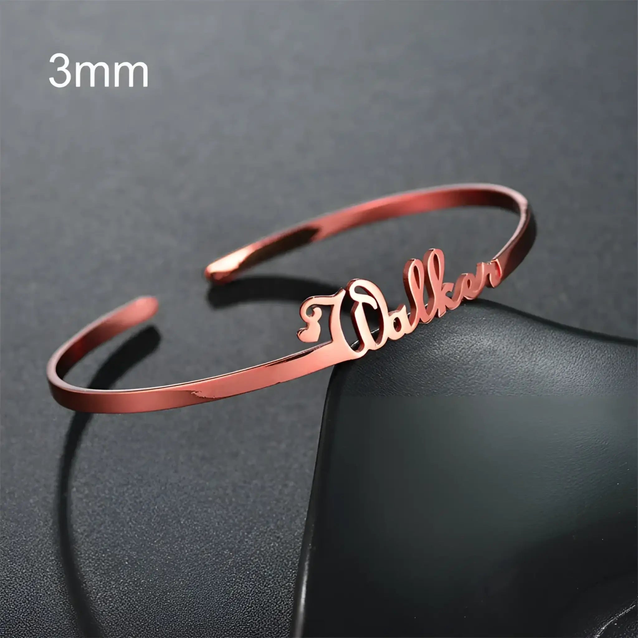 Customized Name Bracelet Personalized Custom Bangles Stainless Steel Jewelry - Style2 / Rose Gold / 3mm - Name Bracelets