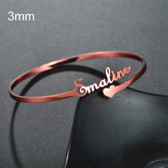 Customized Name Bracelet Personalized Custom Bangles Stainless Steel Jewelry - A / Silver / 10mm
