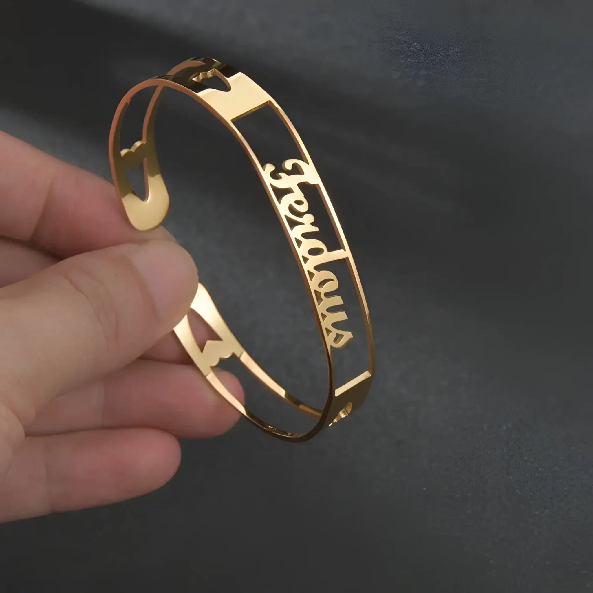 Customized Name Bracelet Personalized Custom Bangles Stainless Steel Jewelry - D / Gold / 10mm - Name Bracelets