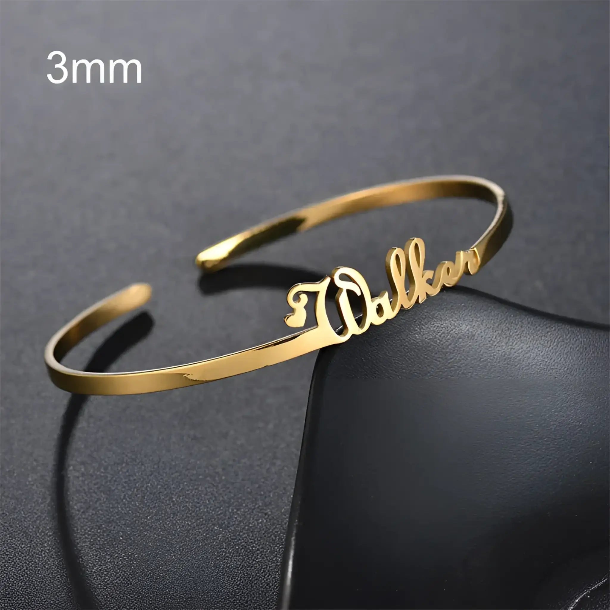 Customized Name Bracelet Personalized Custom Bangles Stainless Steel Jewelry - Style2 / Gold / 3mm - Name Bracelets