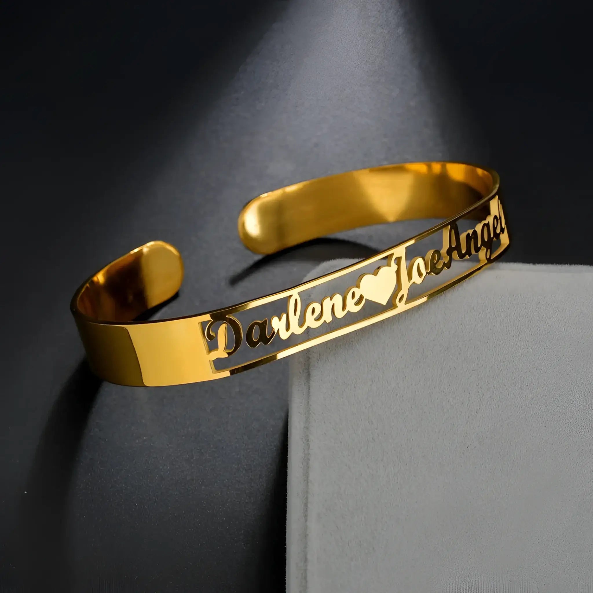 Customized Name Bracelet Personalized Custom Bangles Stainless Steel Jewelry - B / Gold / 10mm - Name Bracelets