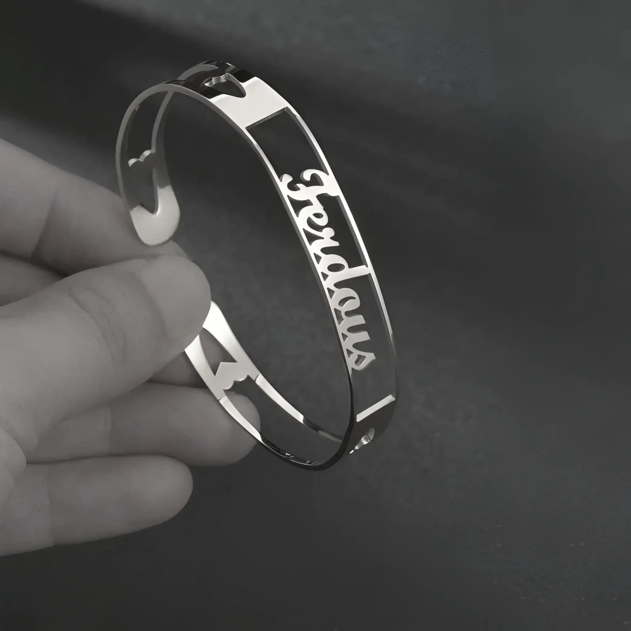Customized Name Bracelet Personalized Custom Bangles Stainless Steel Jewelry - D / Silver / 10mm - Name Bracelets