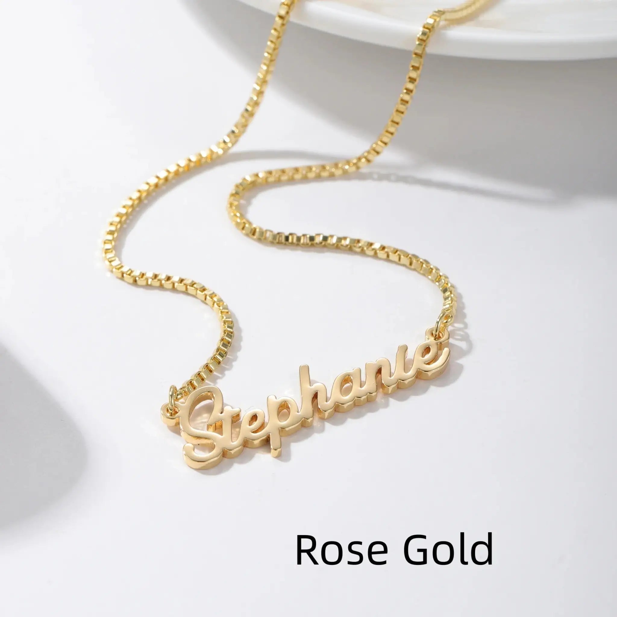 Customized Name Necklace Personalization - Rose Gold / Box Chain - 7