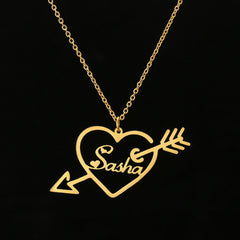 Customized One Arrow Piercing Name Necklace - 7
