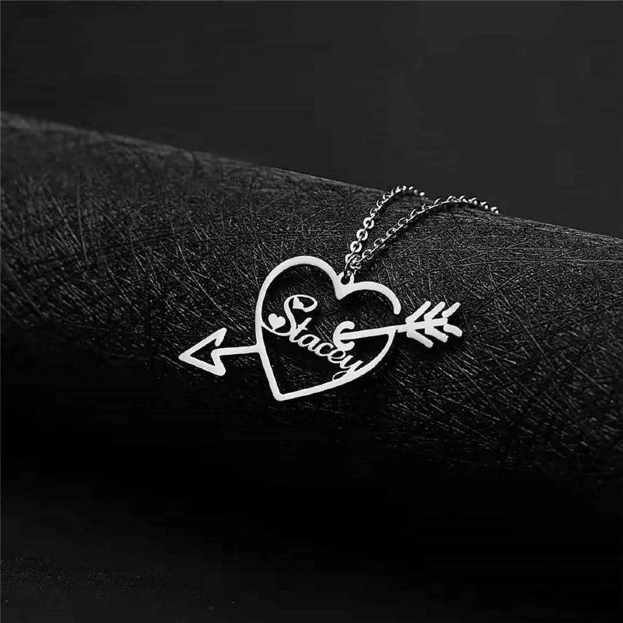 Customized One Arrow Piercing Name Necklace - Silver - 7