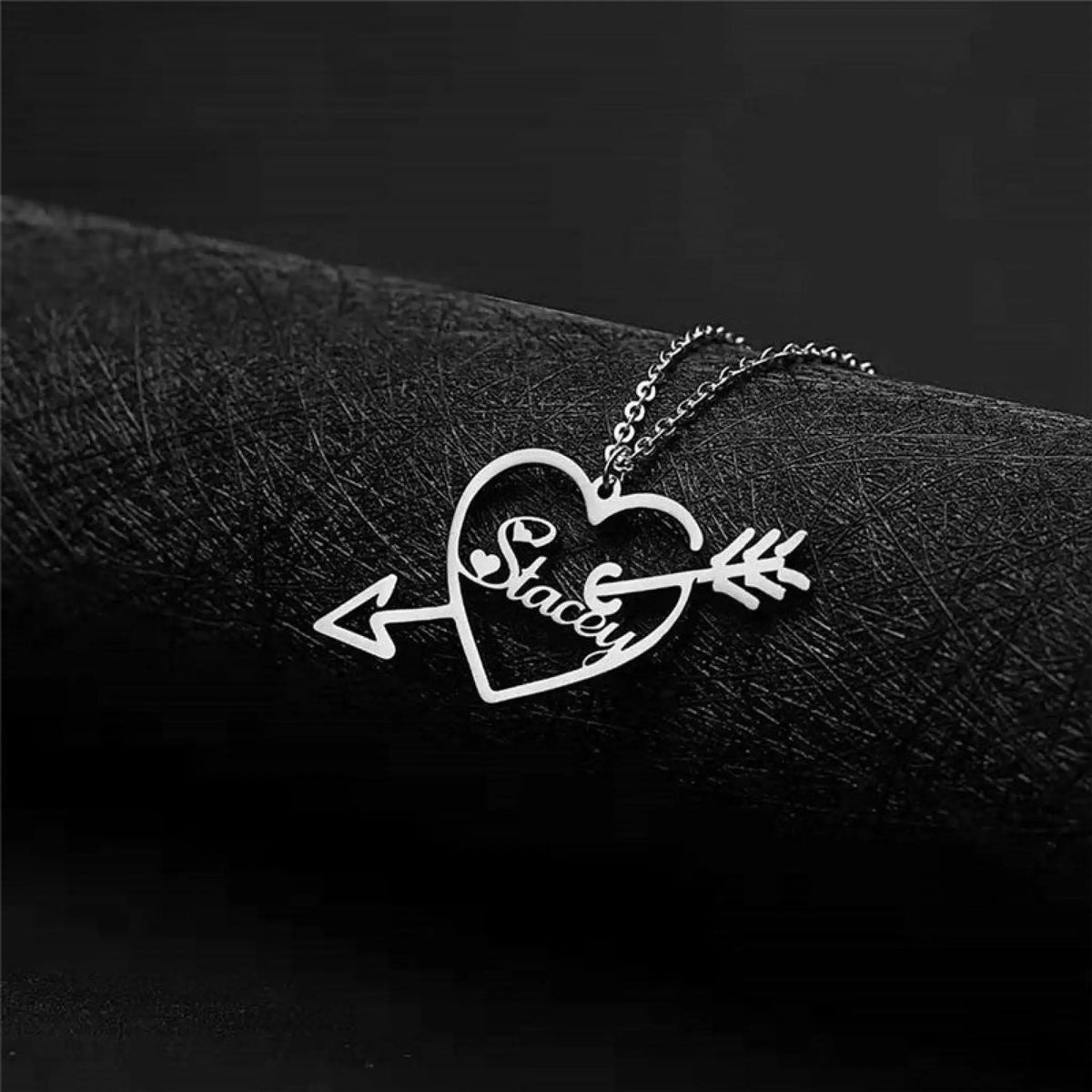 Customized One Arrow Piercing Name Necklace - Silver - 7