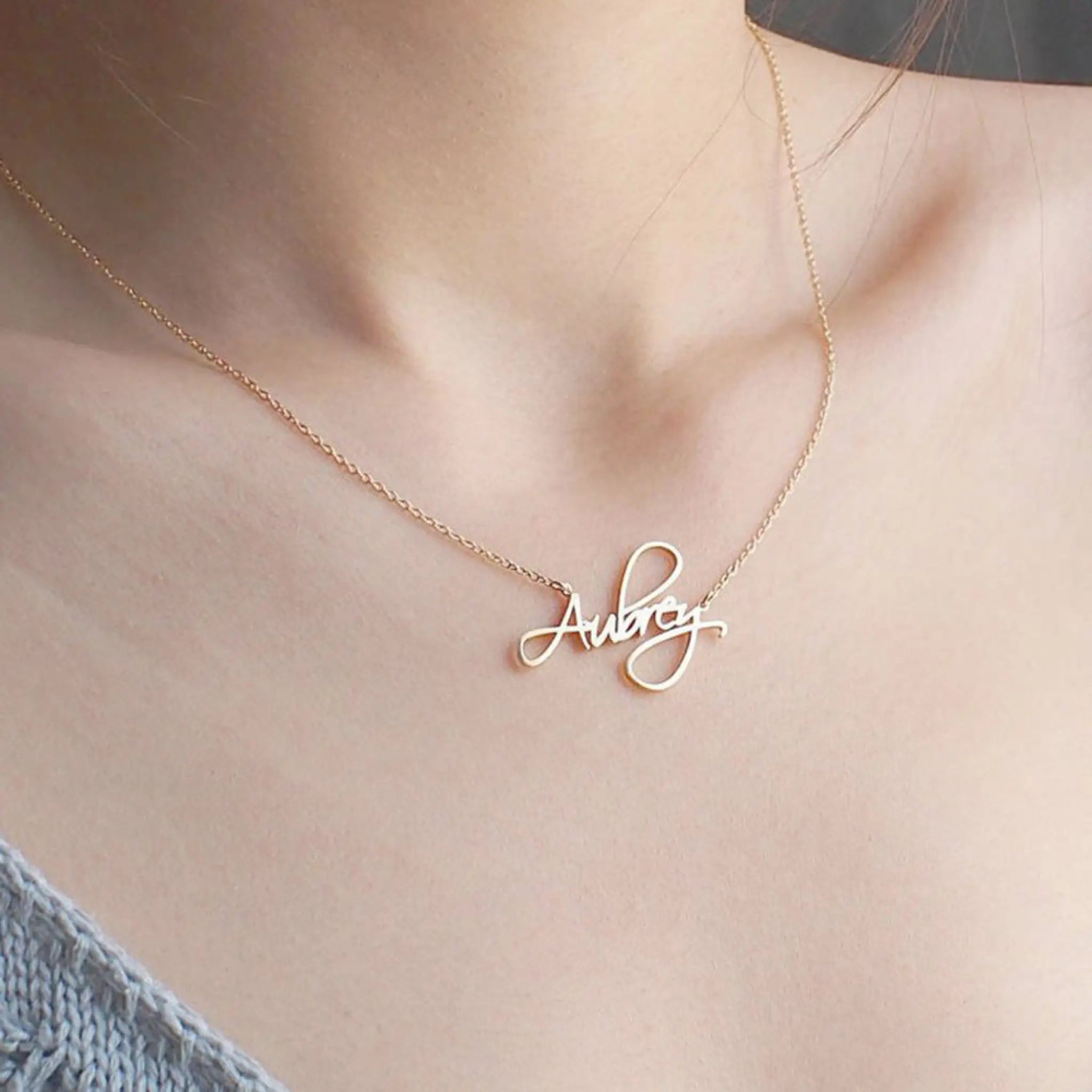 Customized Personalized Name Gold Copper Alloy Letter Pendant Necklace - Necklace