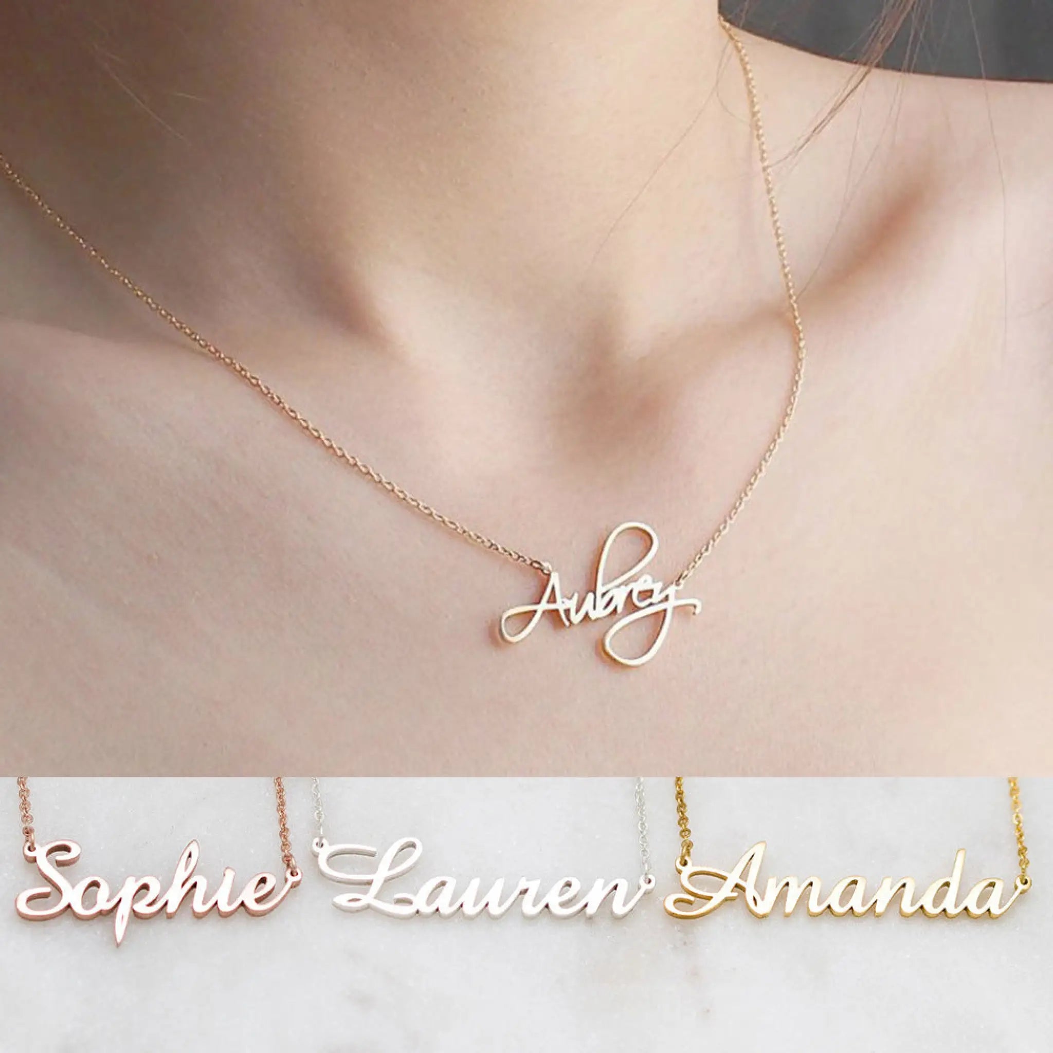 Customized Personalized Name Gold Copper Alloy Letter Pendant Necklace - Necklace