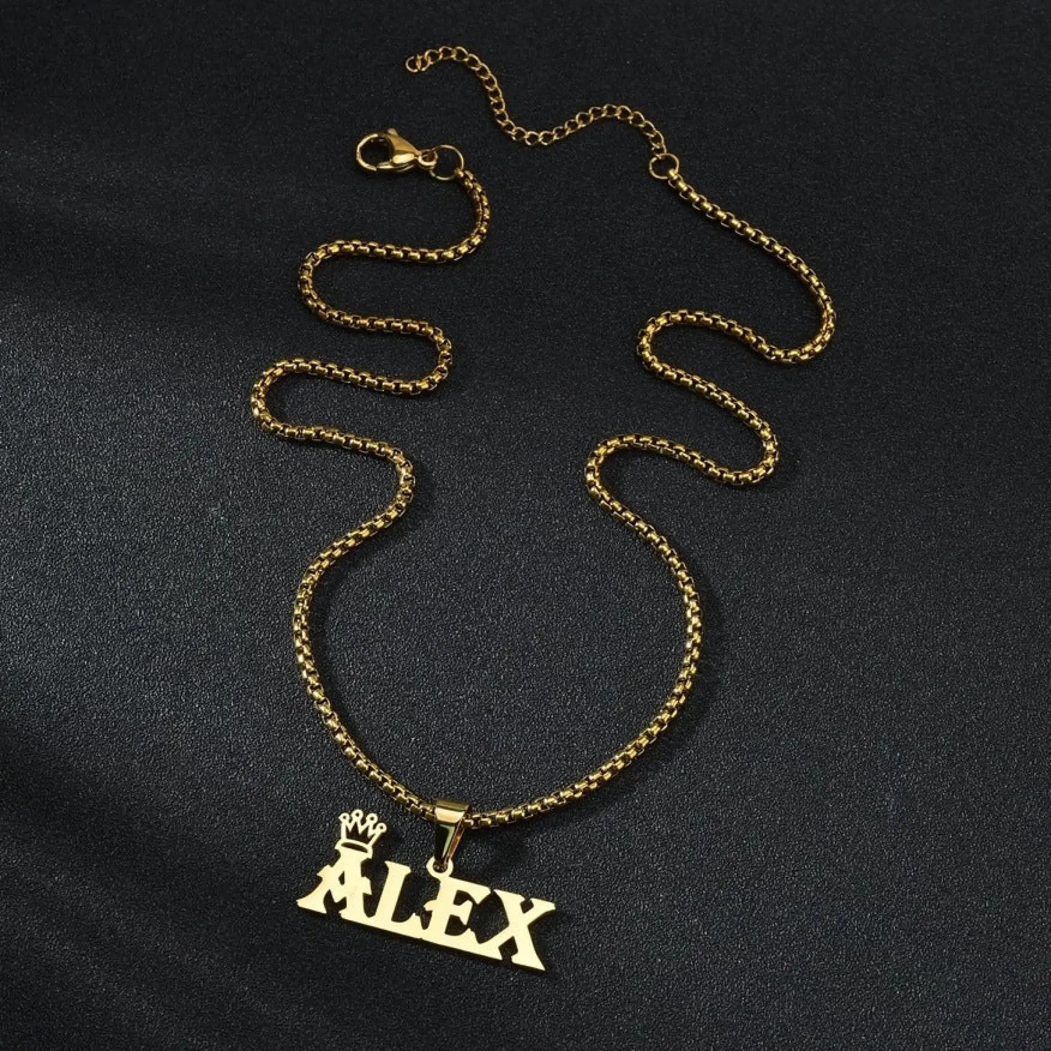 Customized Rock Style Bead Chain Personalized Name Necklace - Gold - 7