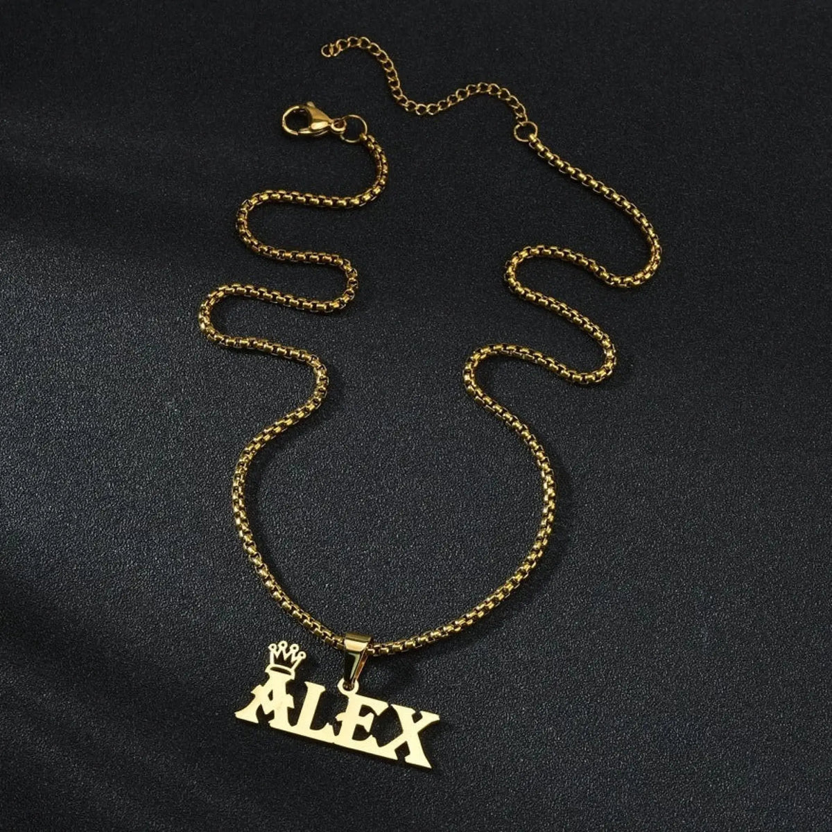 Customized Rock Style Bead Chain Personalized Name Necklace - Gold - 7