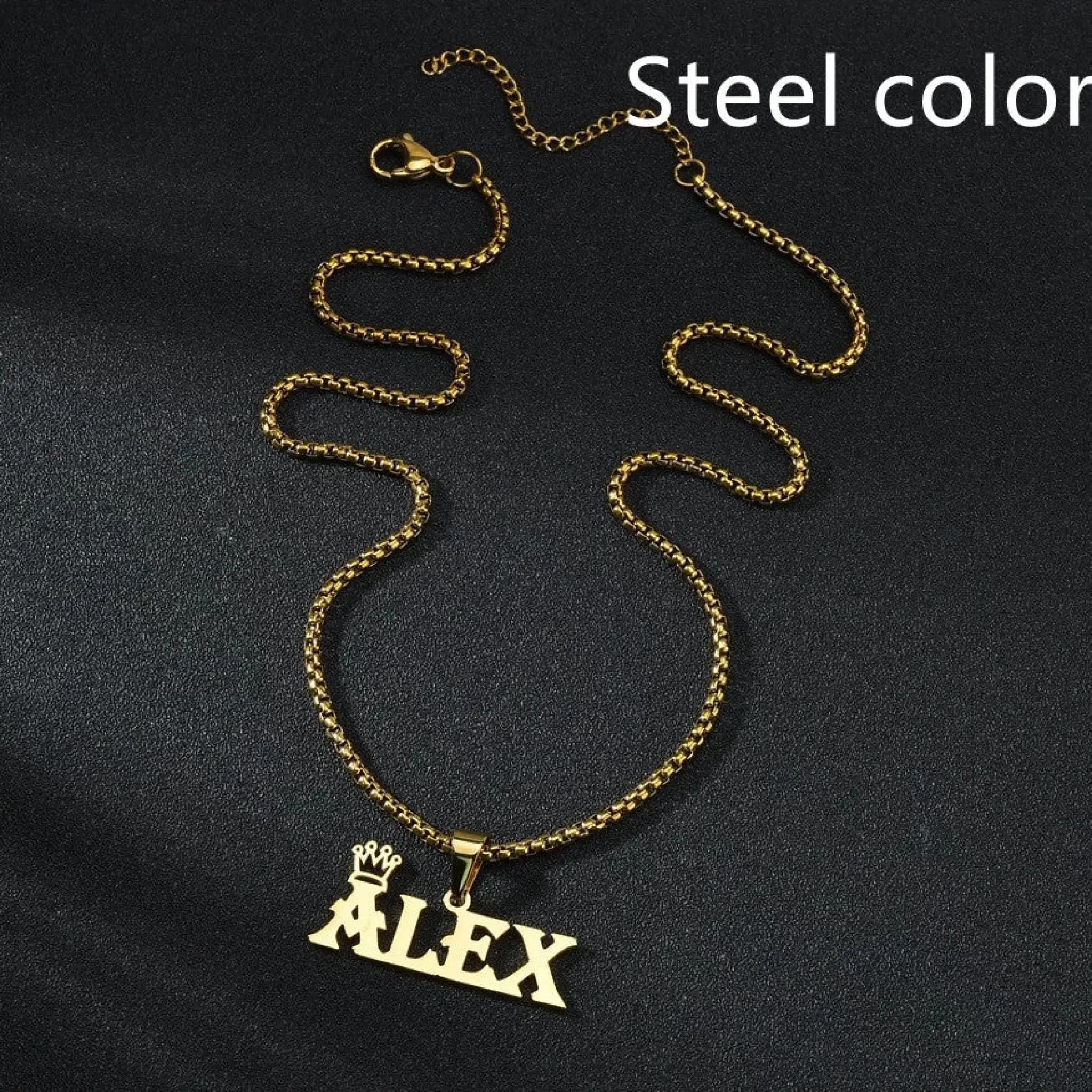 Customized Rock Style Bead Chain Personalized Name Necklace - Steel color - 7