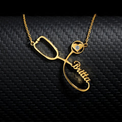 Customized Stainless Steel Stethoscope Name Necklace for Women Jewelry Gift - Necklace