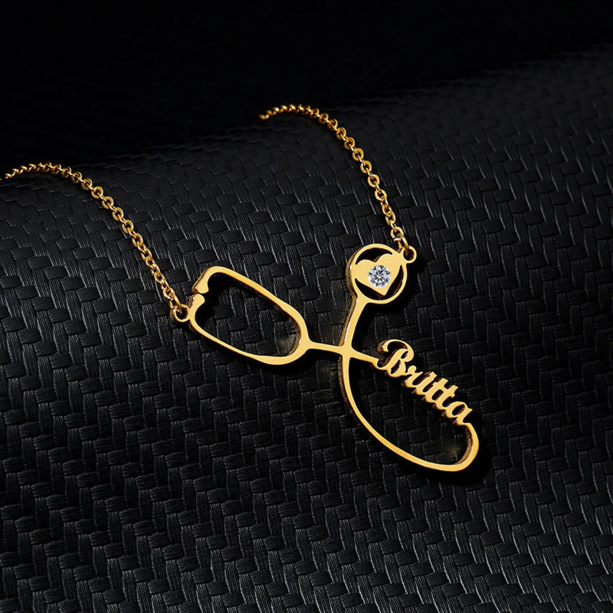 Customized Stainless Steel Stethoscope Name Necklace for Women Jewelry Gift - Gold / 45cm - Necklace