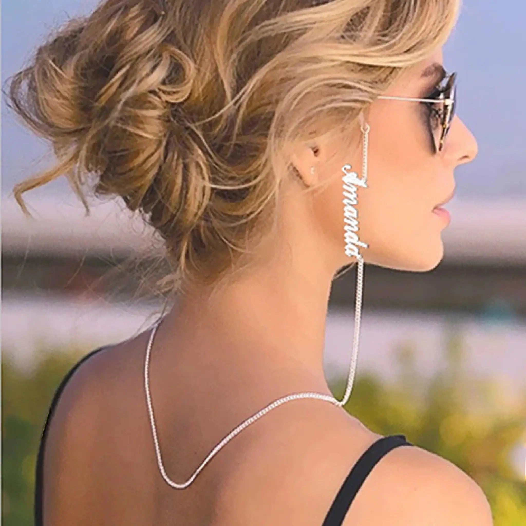 Customized Titanium Steel Name Glasses Chain Sunglasses - 7
