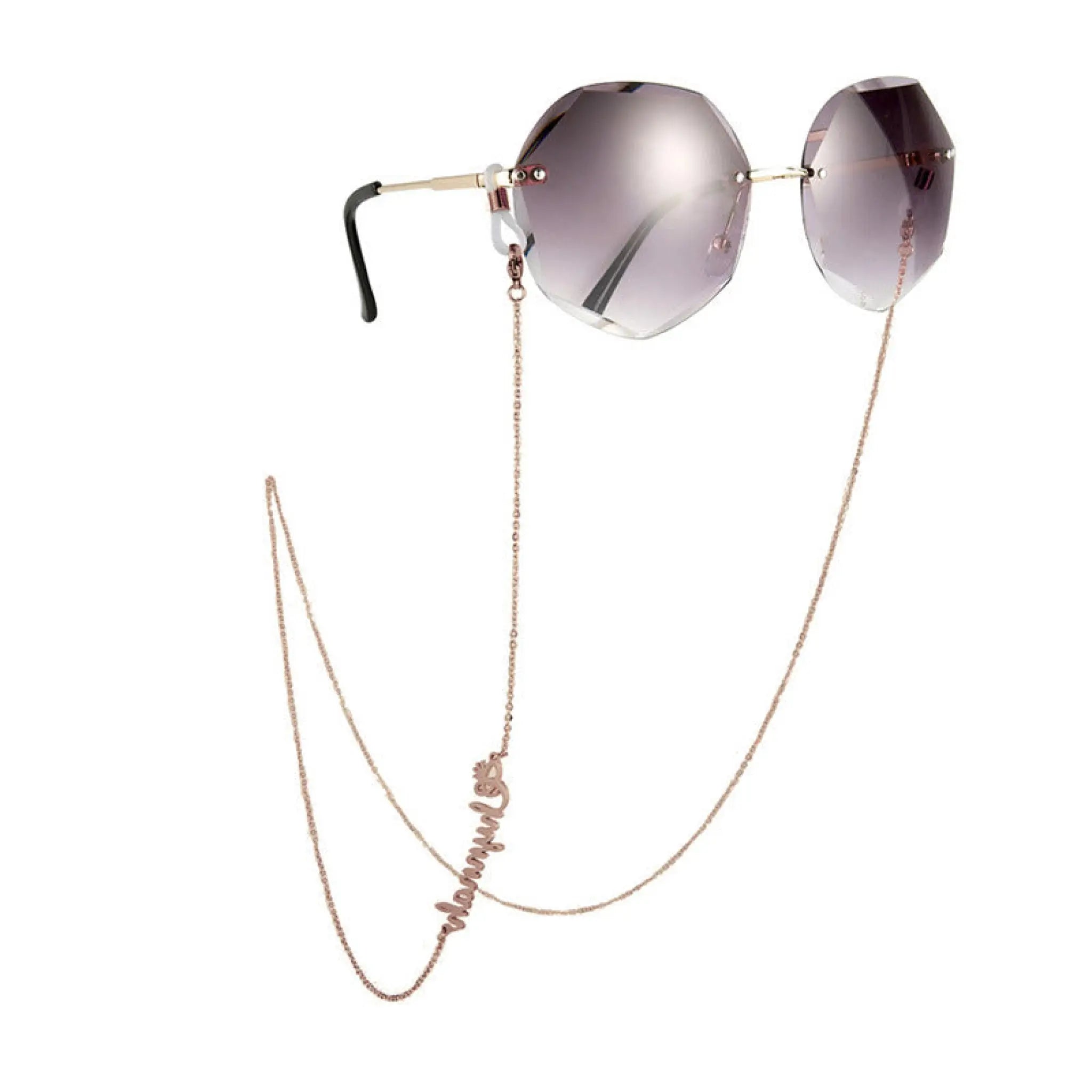 Customized Titanium Steel Name Glasses Chain Sunglasses - Rose Red - 7
