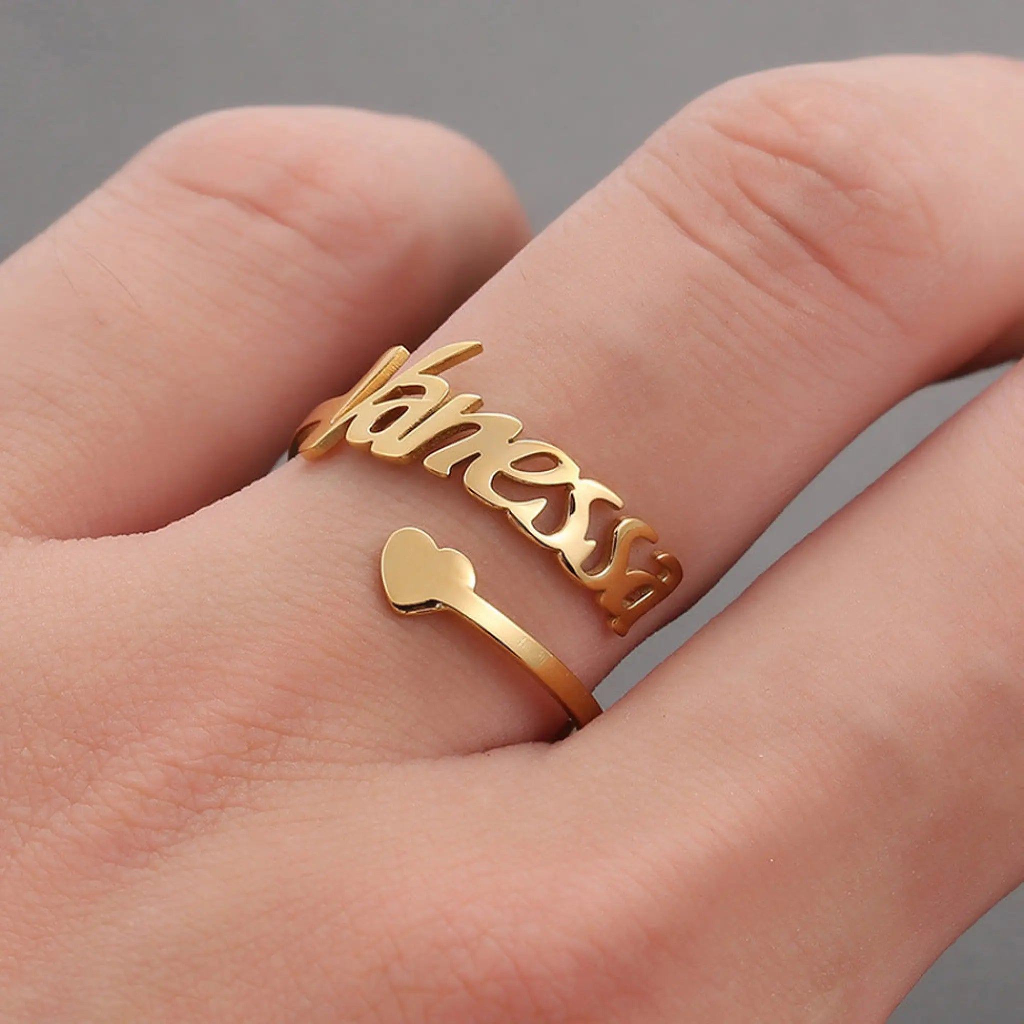Customized Titanium Steel Name Ring With Stainless Steel Letters - 7