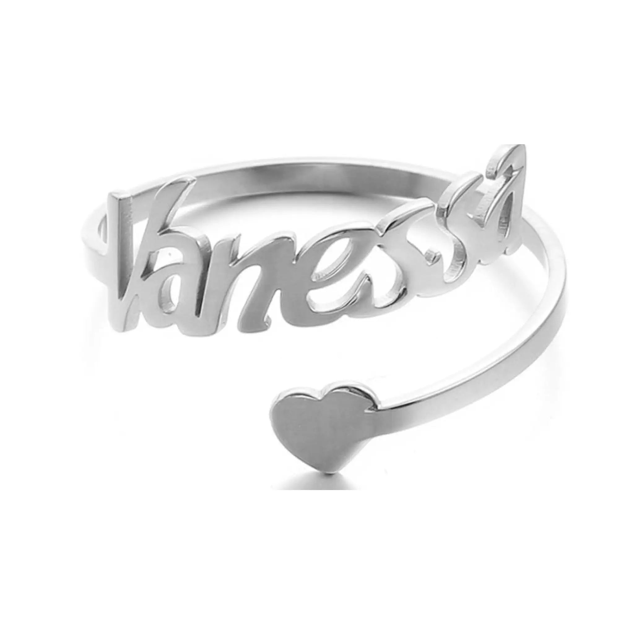 Customized Titanium Steel Name Ring With Stainless Steel Letters - Silver - 7