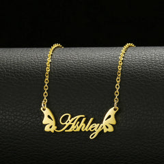 Customized Various Sign Name Necklace Custom Butterfly Heart Nameplate - Necklace