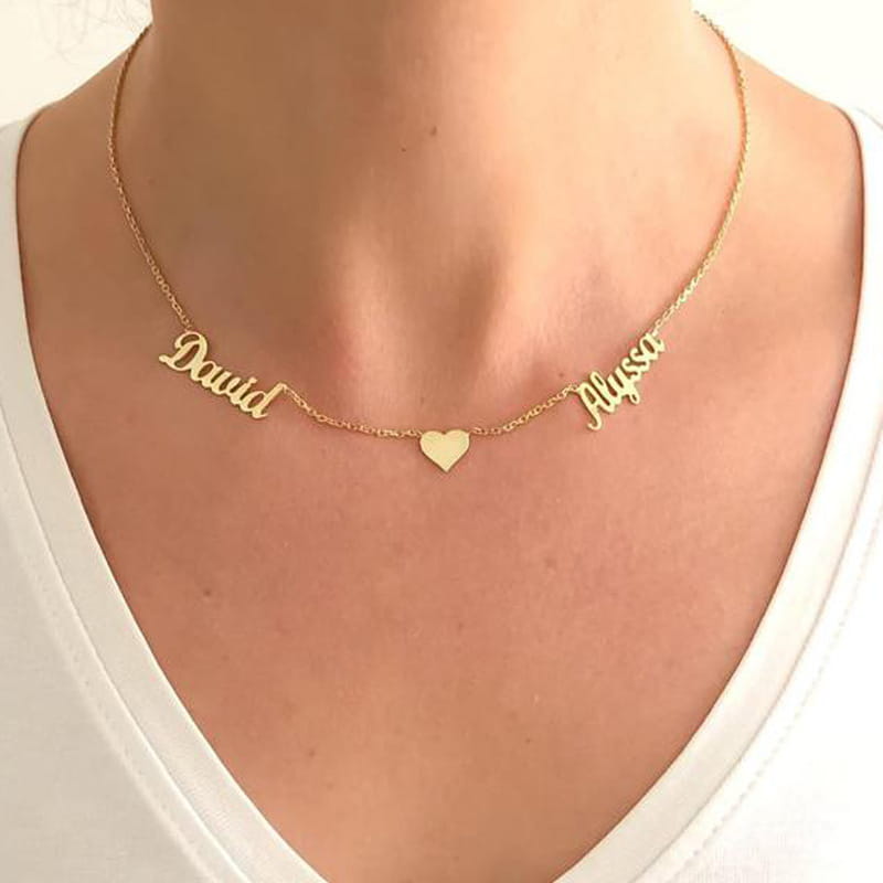 Custom Gold-Plated Name Necklace with Extension Chain for Women