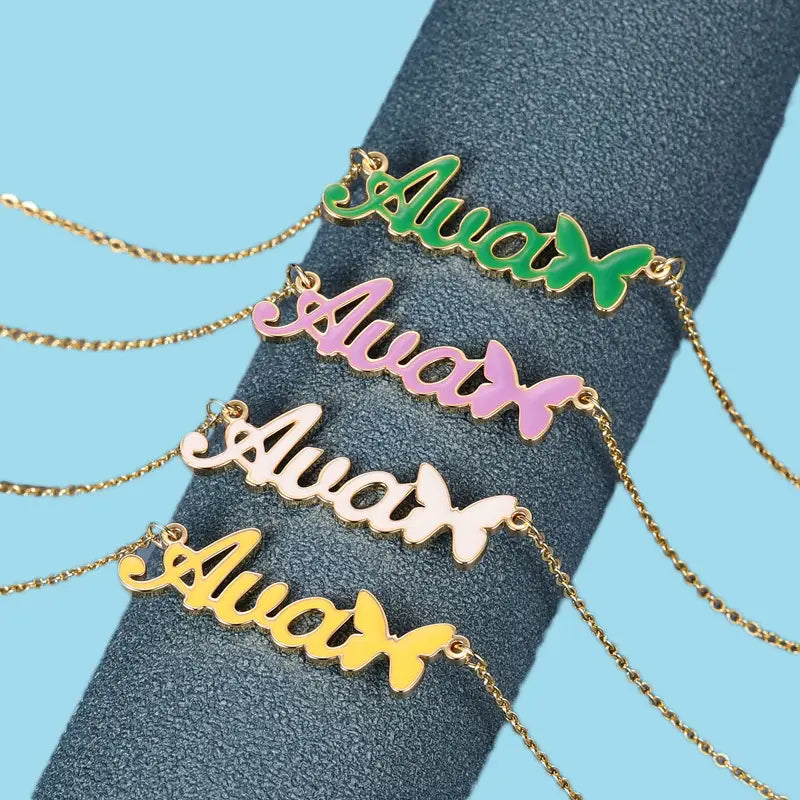Personalisierte goldene Namenskette mit tropfendem Öl für Frauen