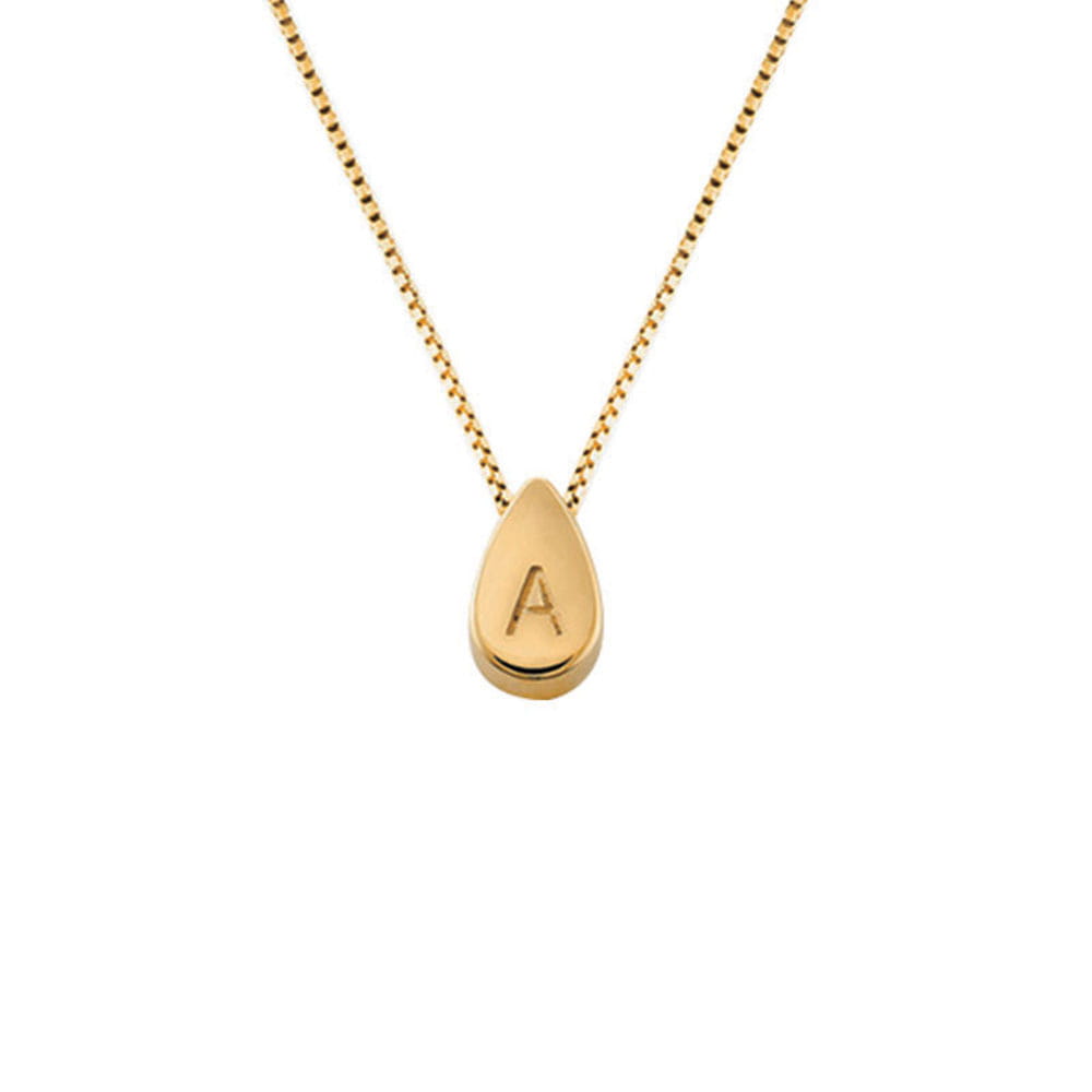 Personalized Gold Letter Engraved Geometric Necklace