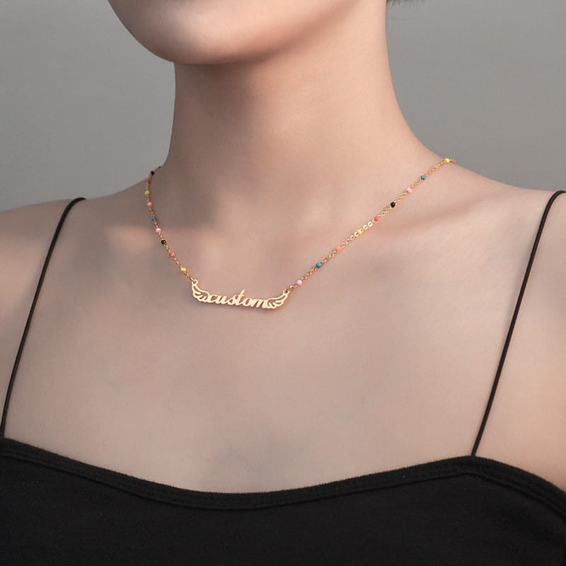 Drip Oil Flower Splice Necklace in Gold Stainless Steel