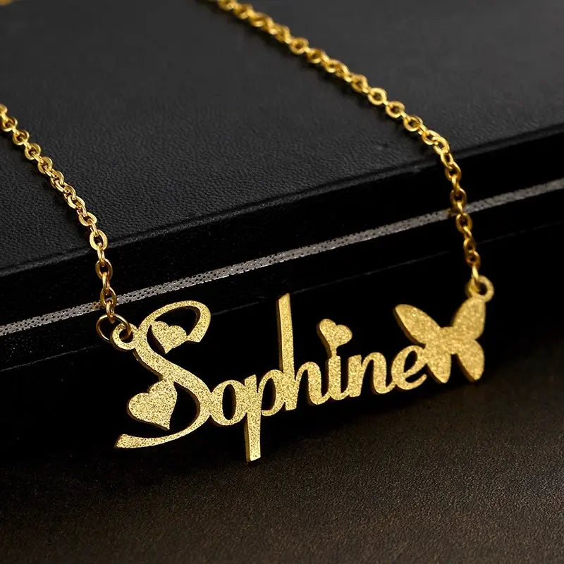 Personalized Stainless Steel Butterfly Charm Necklace for Women
