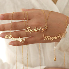 December Birthday Butterfly Name Necklace Titanium Steel Non Fading Collarbone Chain - 7