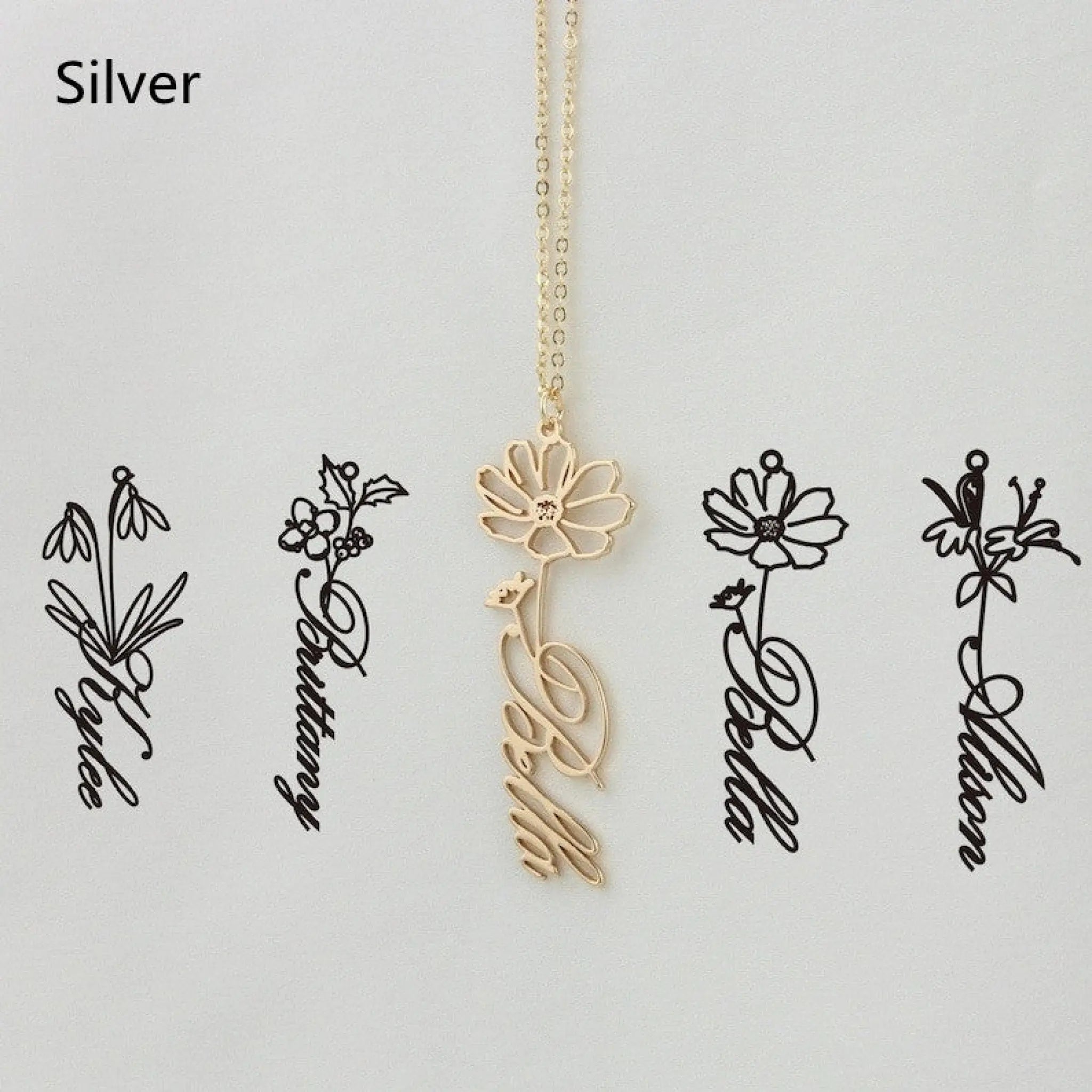 December Constellation Necklace Flower Name Necklace Customization - Silver - 7