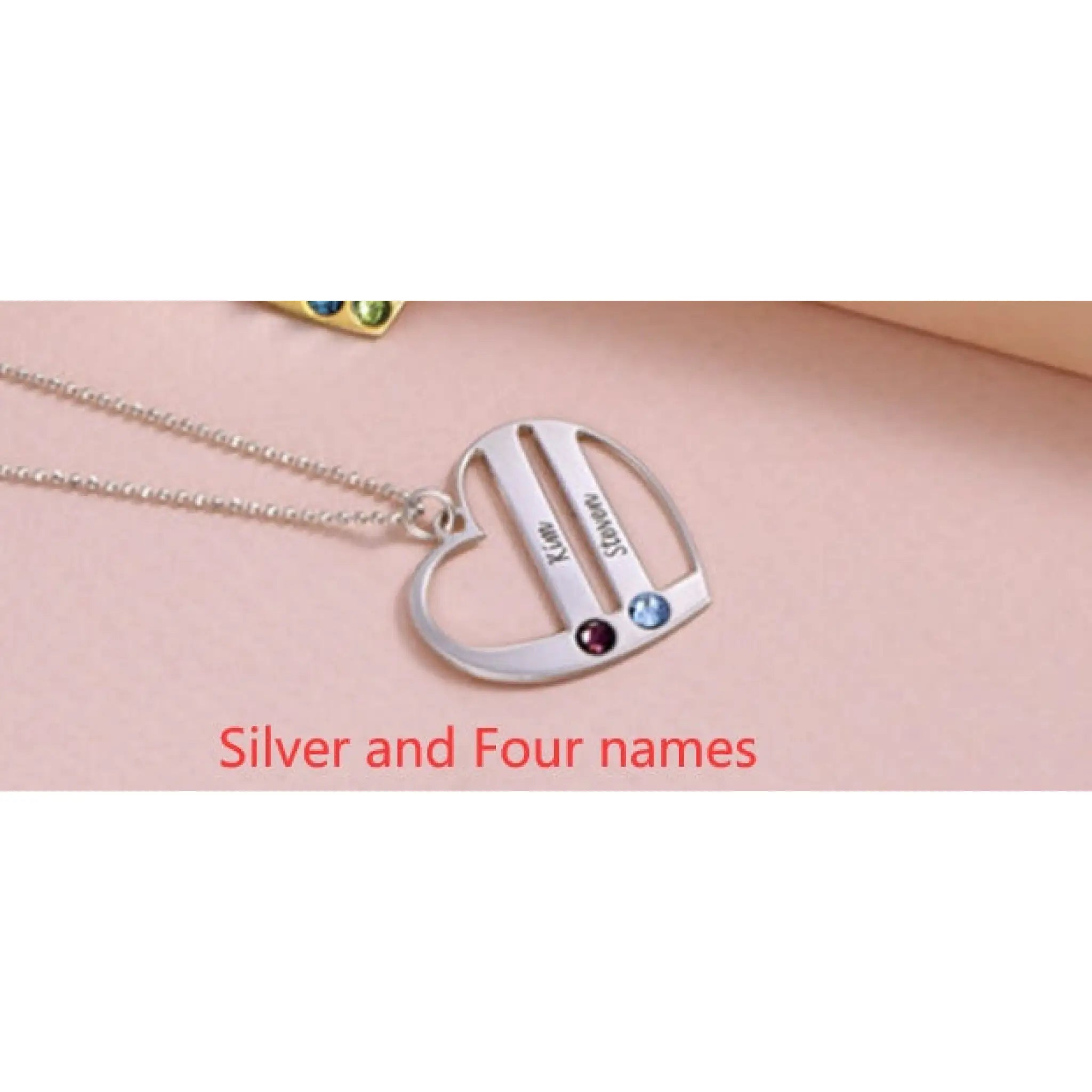 DIY Custom Engraved Name S925 Silver Diamond Necklace - Silver / Four names / 1PC - 7