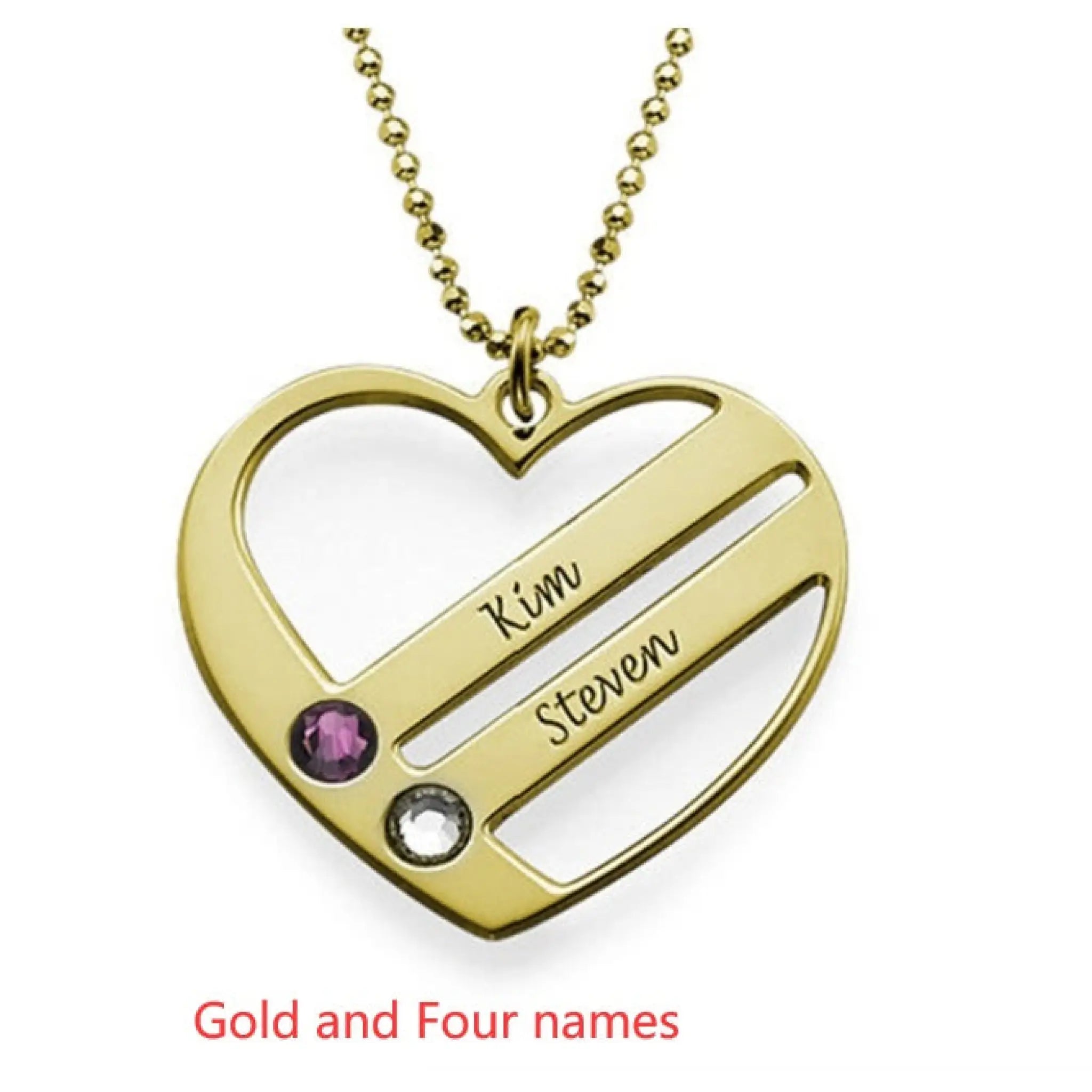 DIY Custom Engraved Name S925 Silver Diamond Necklace - Gold / Four names / 1PC - 7