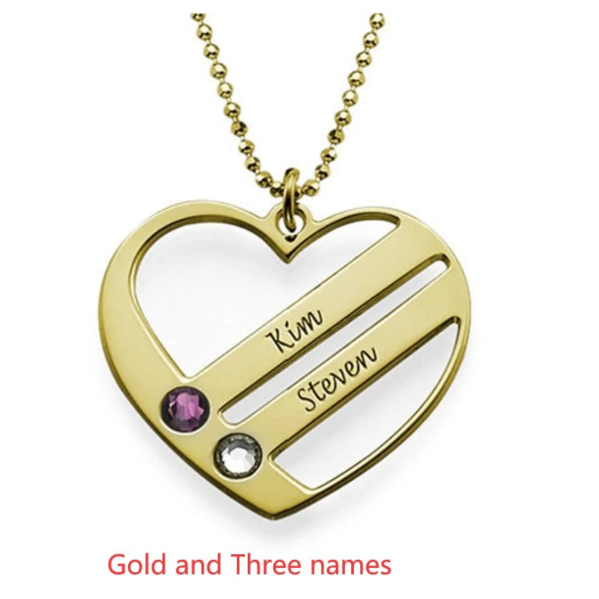 DIY Custom Engraved Name S925 Silver Diamond Necklace - Gold / Three names / 1PC - 7