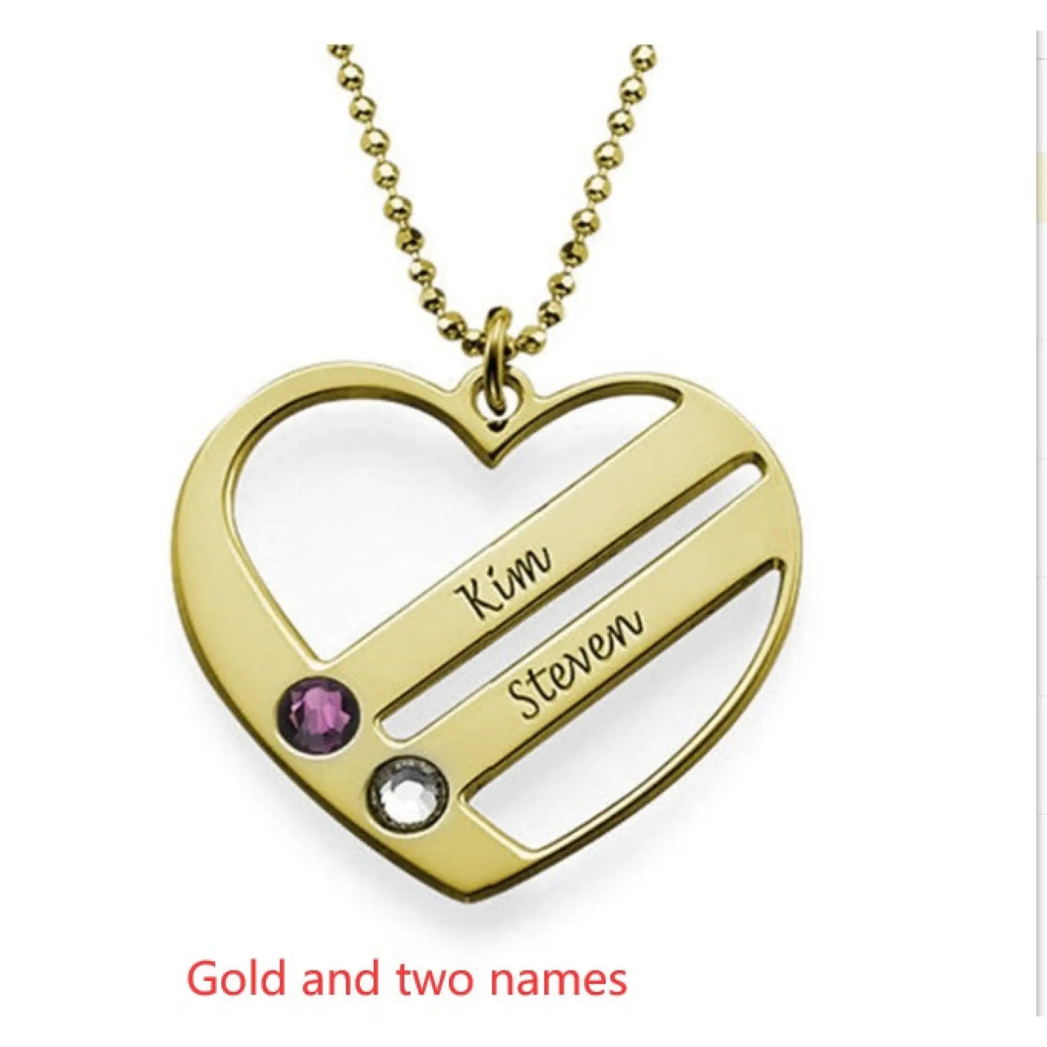 DIY Custom Engraved Name S925 Silver Diamond Necklace - Gold / Two names / 1PC - 7