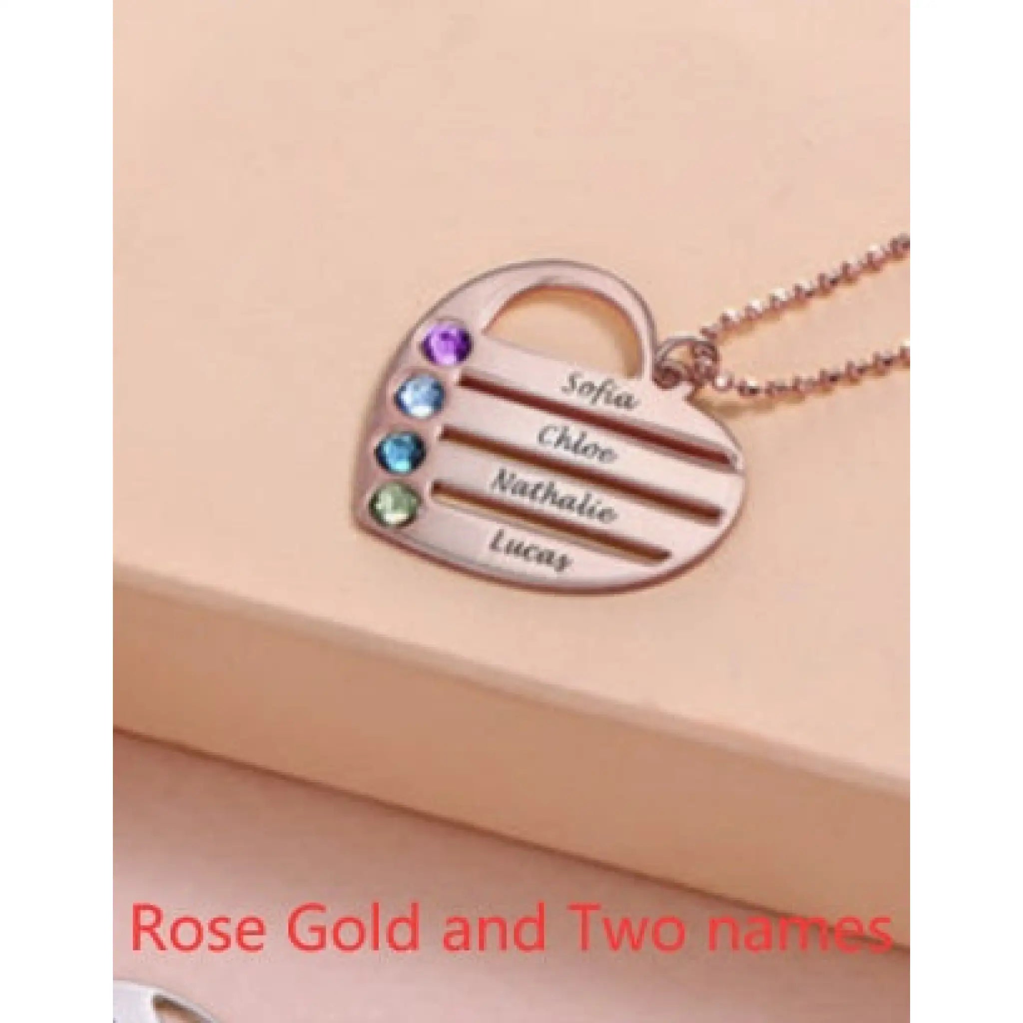 DIY Custom Engraved Name S925 Silver Diamond Necklace - Rose Gold / Two names / 1PC - 7