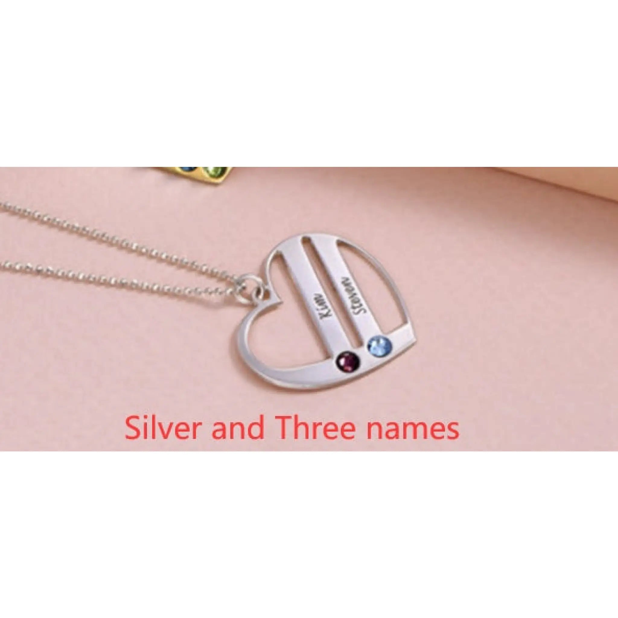 DIY Custom Engraved Name S925 Silver Diamond Necklace - Silver / Three names / 1PC - 7