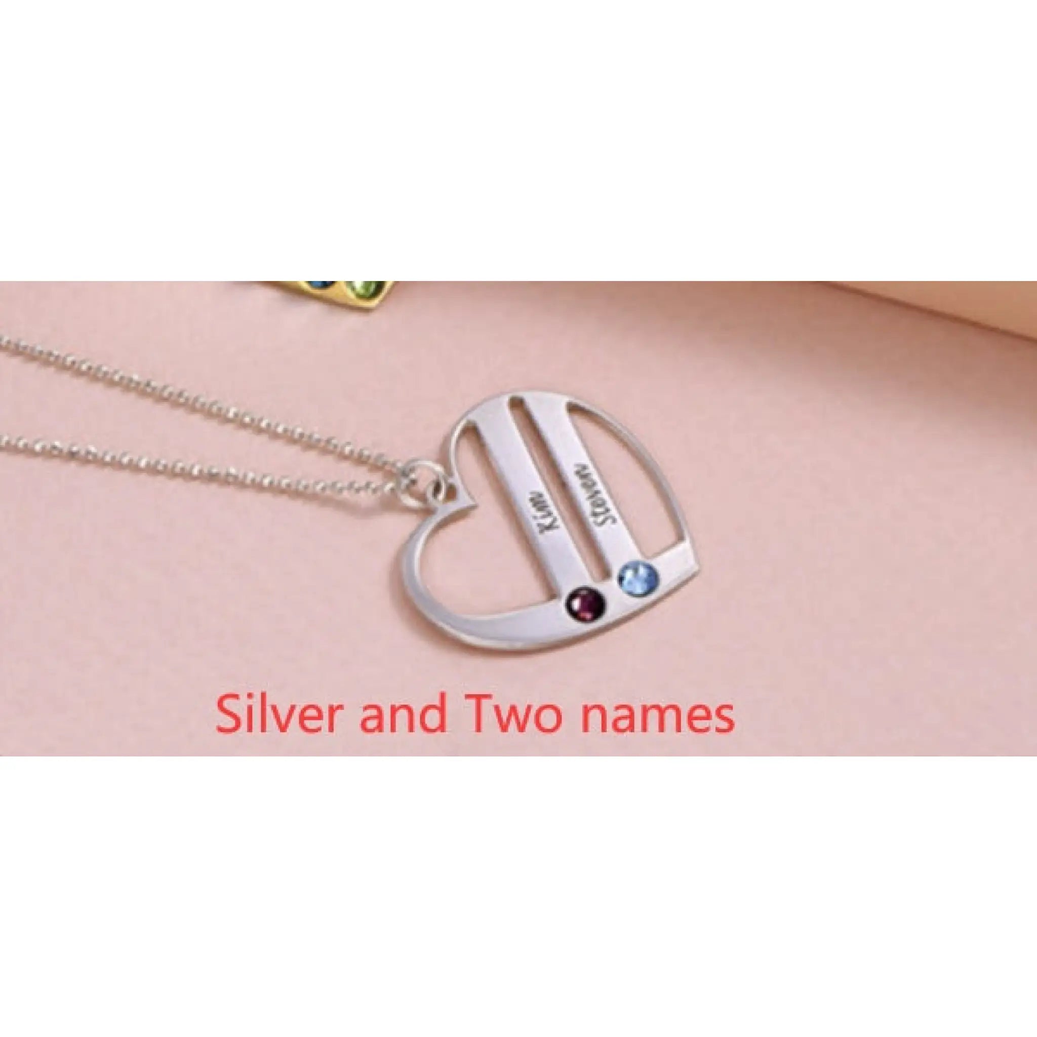 DIY Custom Engraved Name S925 Silver Diamond Necklace - Silver / Two names / 1PC - 7