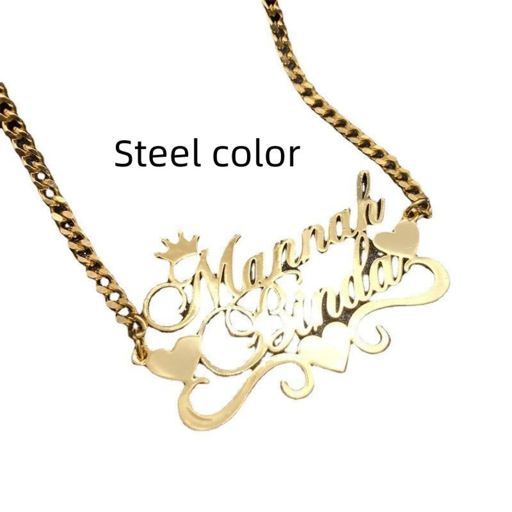 DIY Custom Multi Name Stainless Steel Necklace - Steel color / 30cm - 7