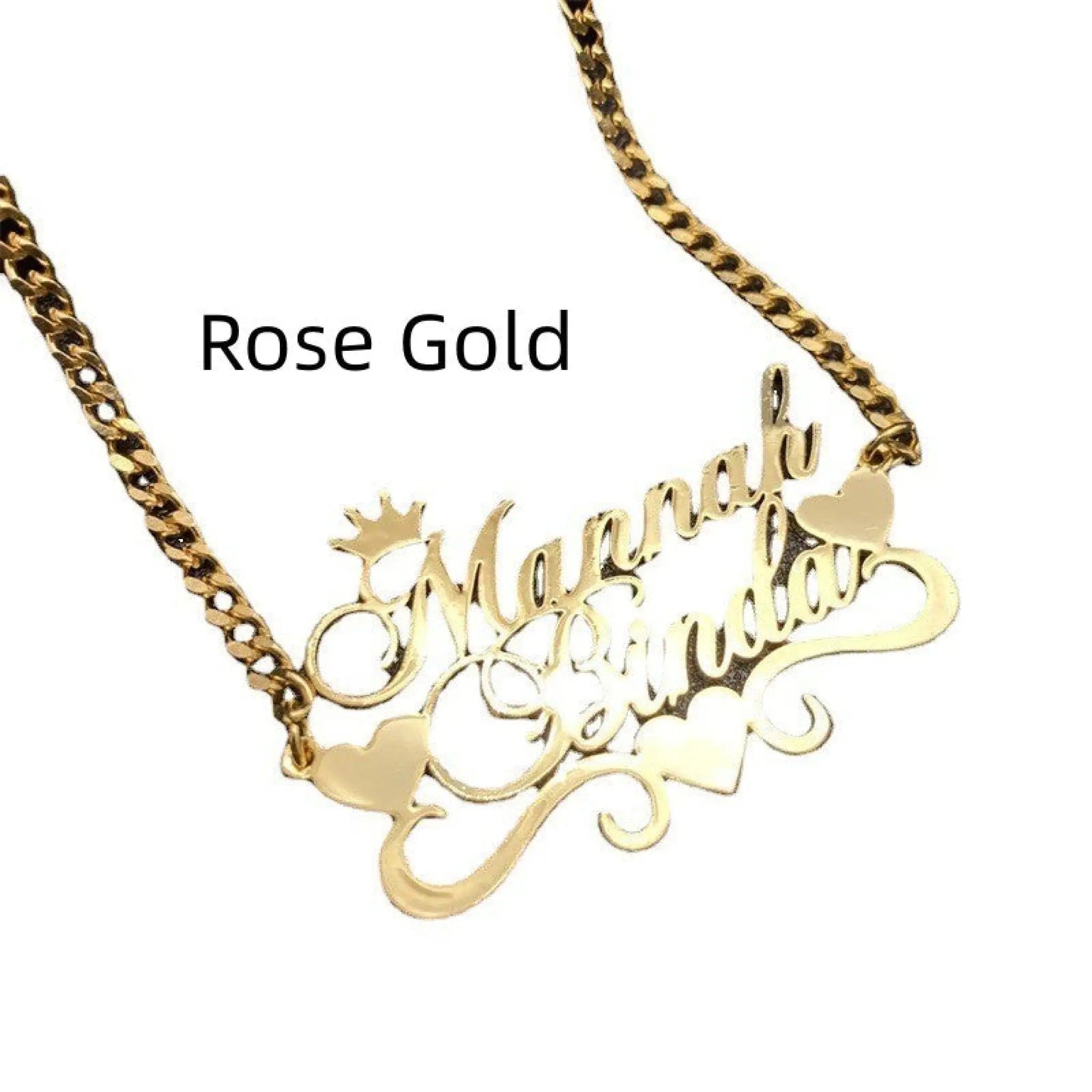 DIY Custom Multi Name Stainless Steel Necklace - Rose Gold / 30cm - 7