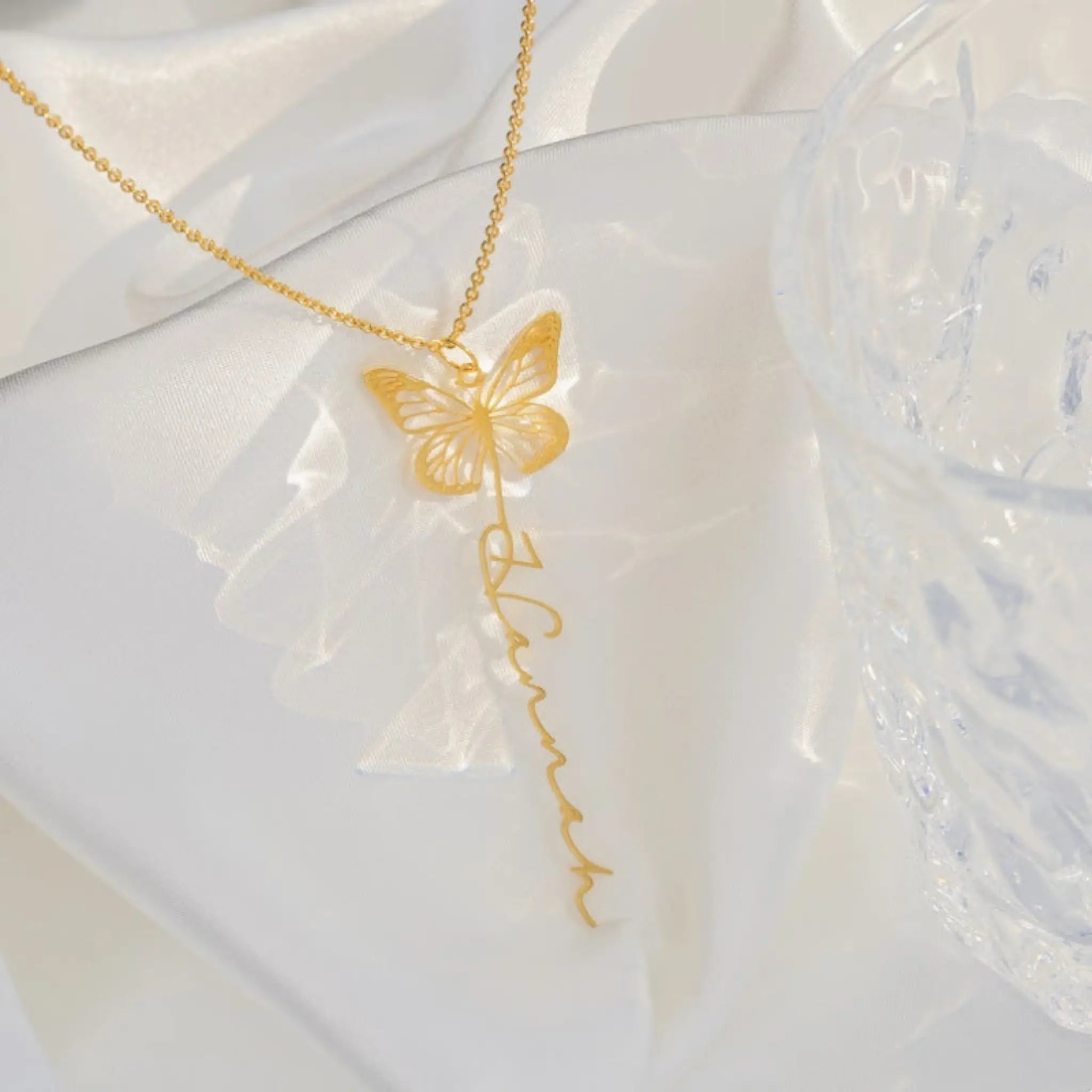 Diy Design Name Butterfly Personality Unique Letter Butterfly Necklace - Gold - 7