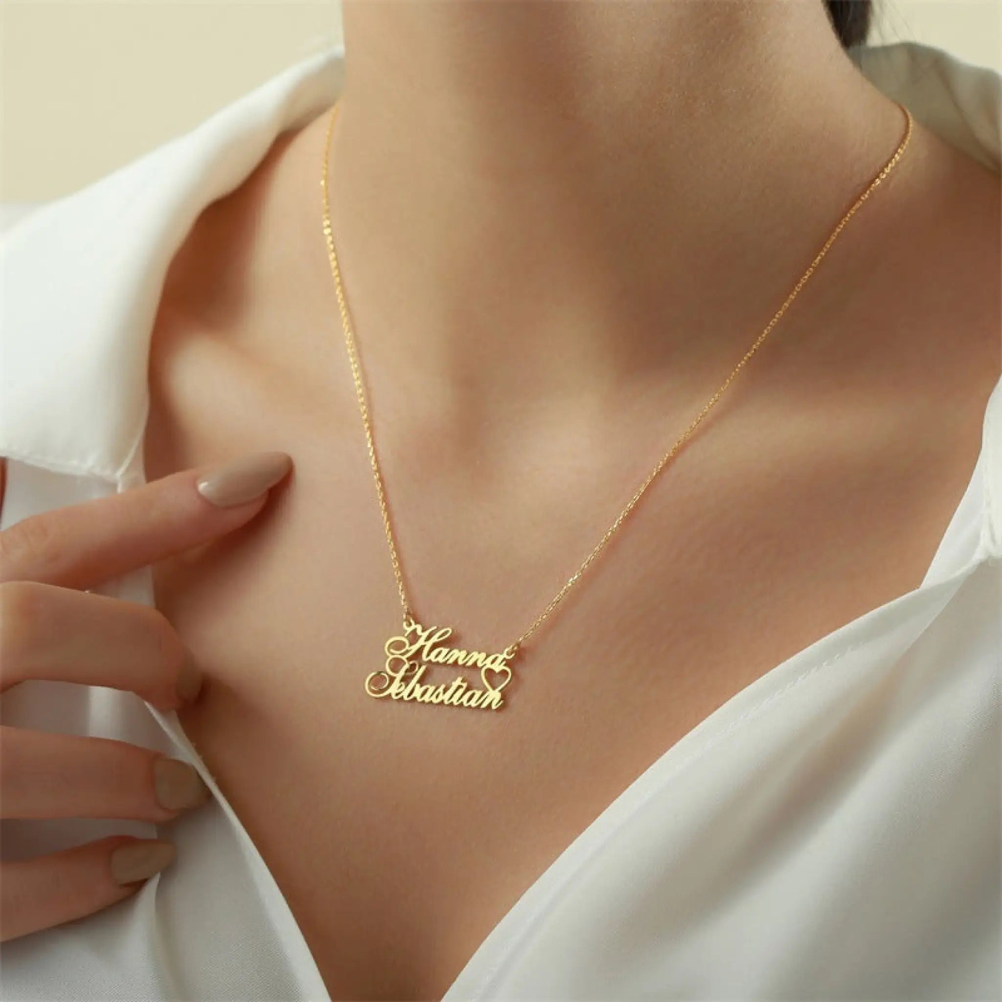 DIY Double Name Letter Stainless Steel Necklace - 7