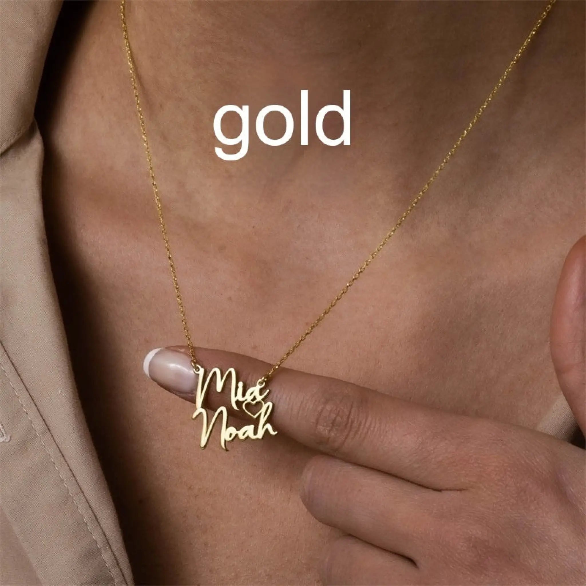 DIY Double Name Letter Stainless Steel Necklace - Gold - 7