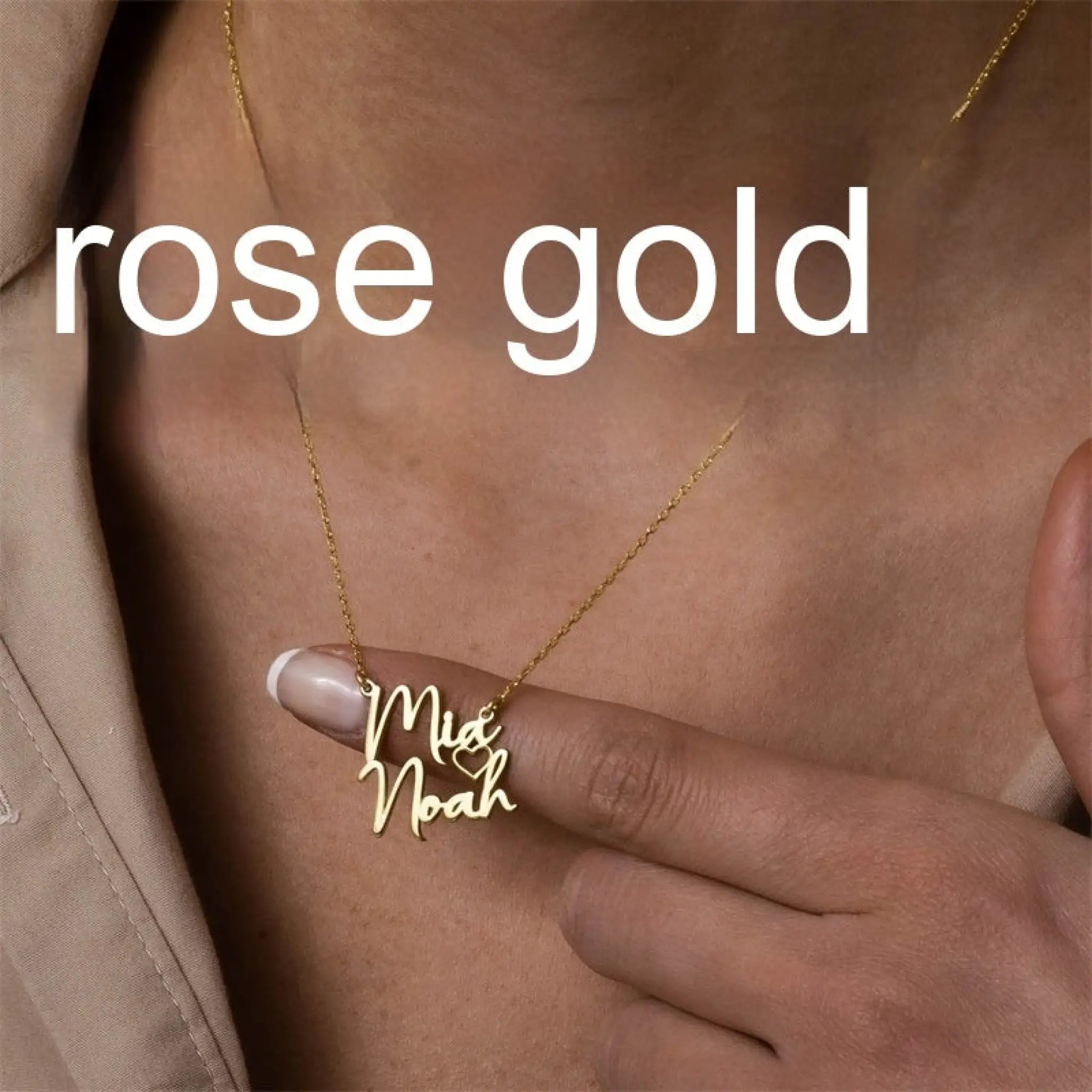 DIY Double Name Letter Stainless Steel Necklace - Rose Gold - 7
