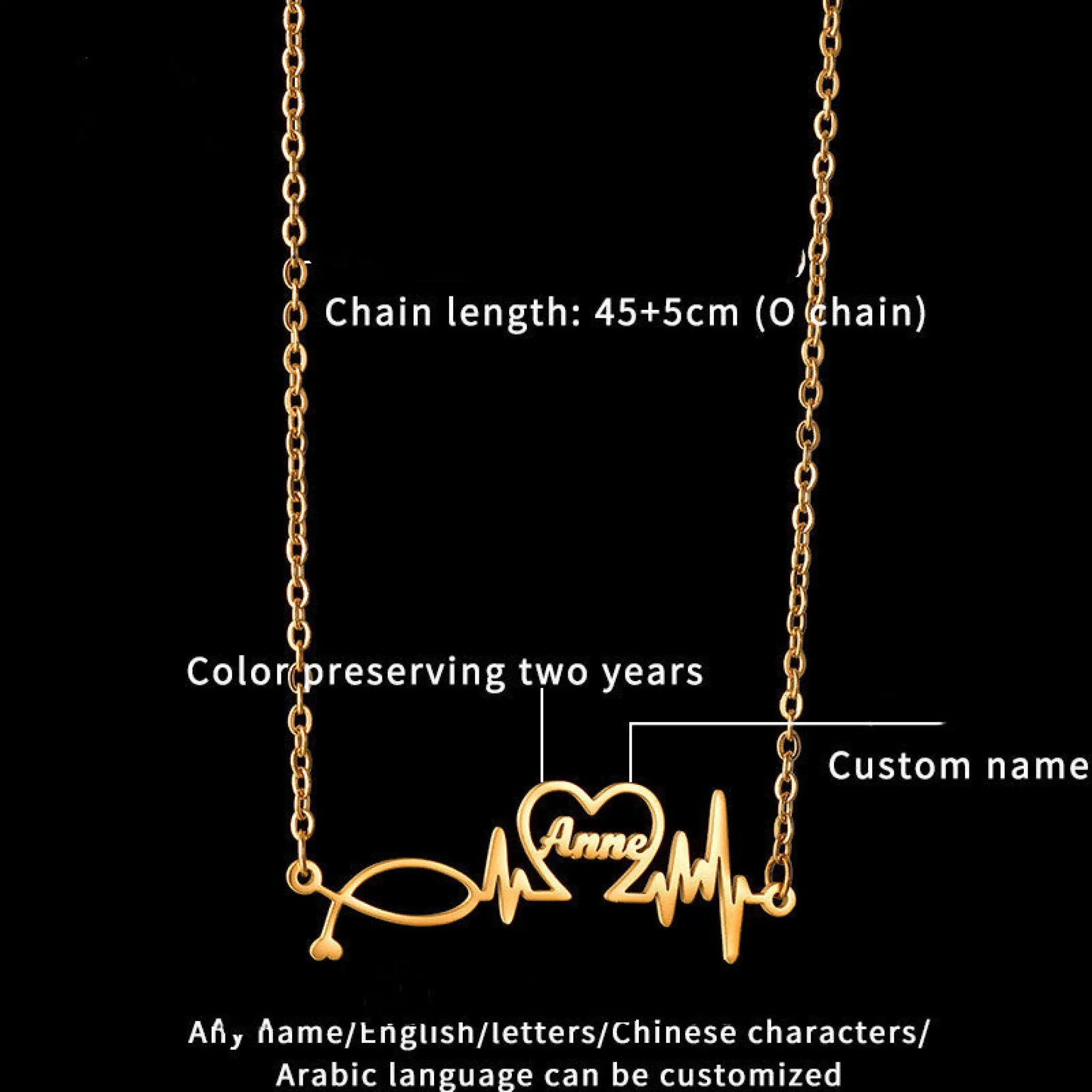 DIY Jewelry One Piece Cut Letter Name Necklace - Gold - 7