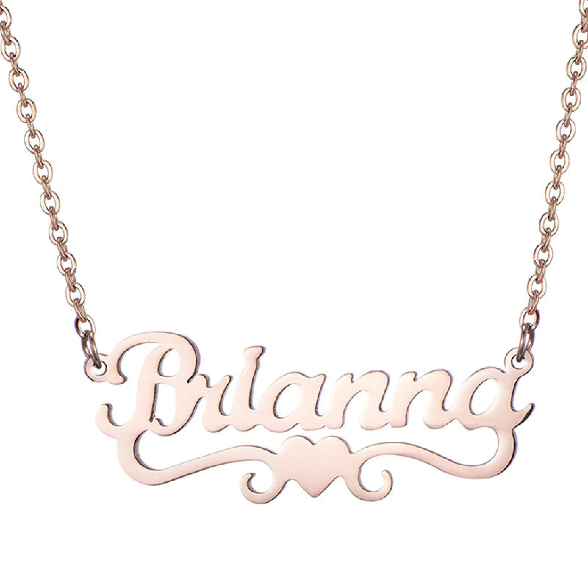 DIY Name Stainless Steel Cut Letter Necklace Ladies European And American Jewelry - Rose Gold - 7