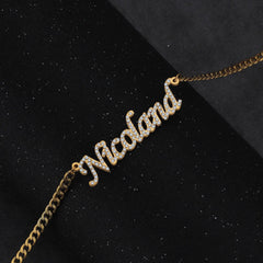 DIY One Piece Cut Name Jewelry Letter Zircon Diamond Necklace - 7