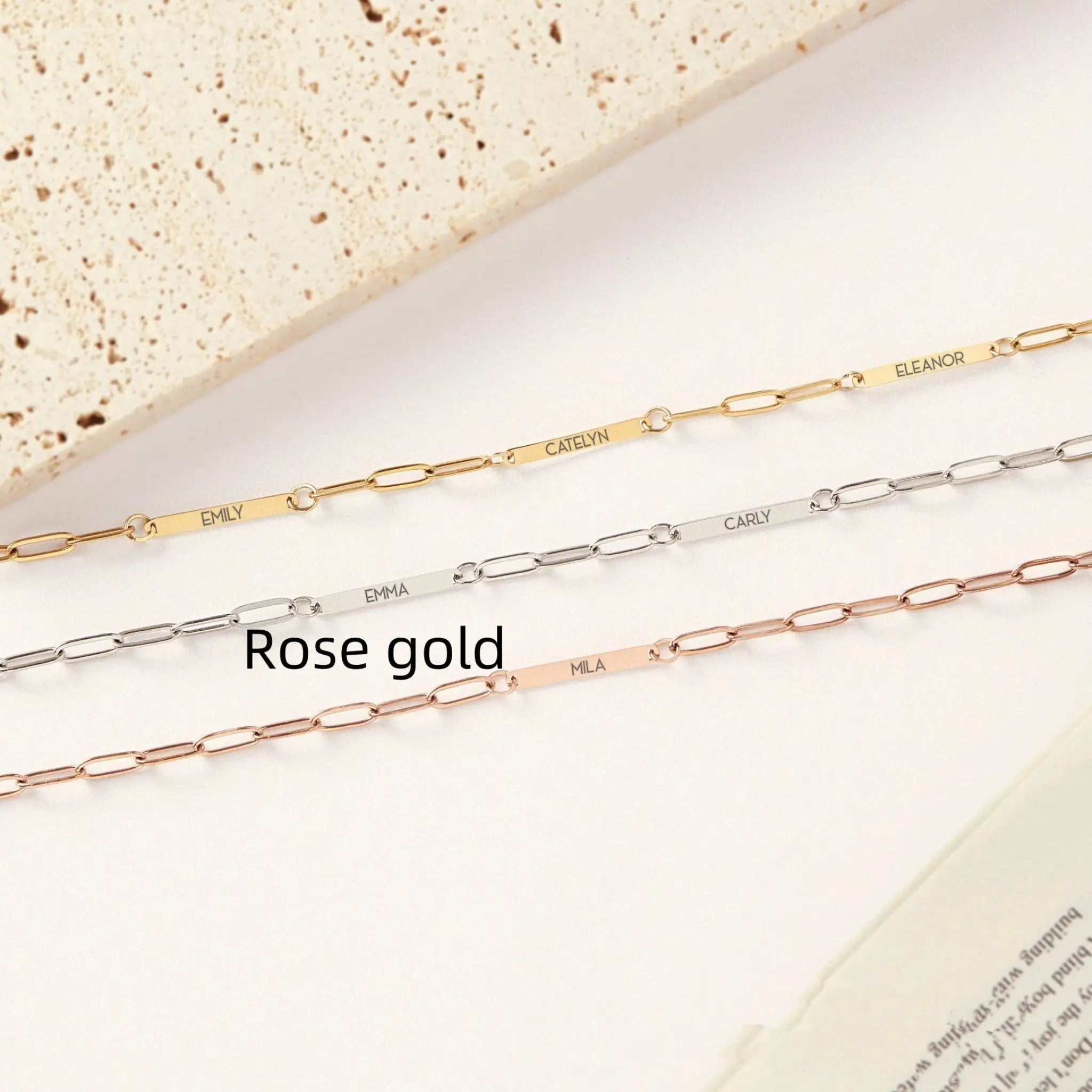 DIY Personalized English Alphabet Name Multiple Bending Cards Multiple Stainless Steel Bracelets - Rose Gold / 1name - 7